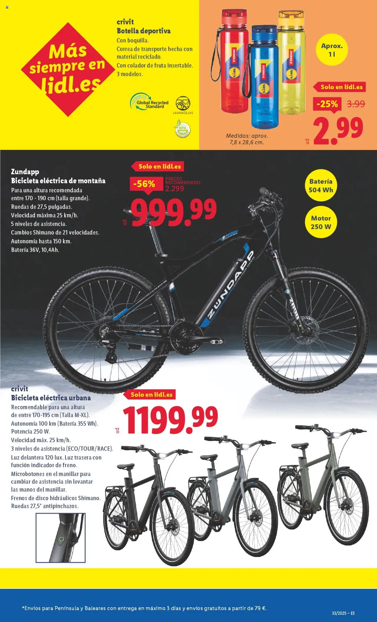 Lidl catálogo de bazar VAL │ válido desde el 18.08.2025 | Página: 23 | Productos: Bicicleta eléctrica, Disco, Lavavajillas, Batería
