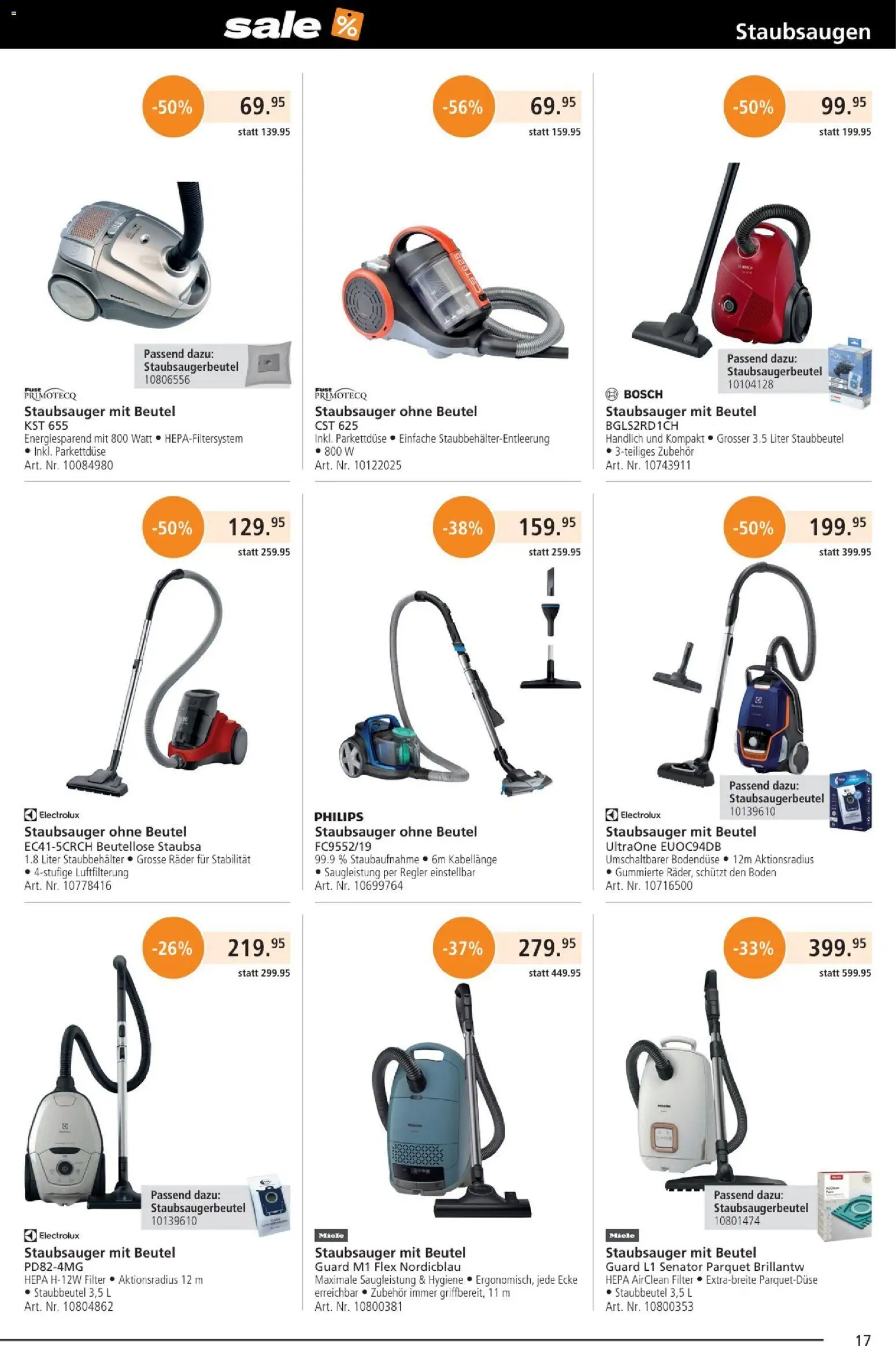 Fust Aktionen – gültig ab 25.12.2025 | Seite: 17 | Produkte: Staubsauger, Miele, Bosch, Philips