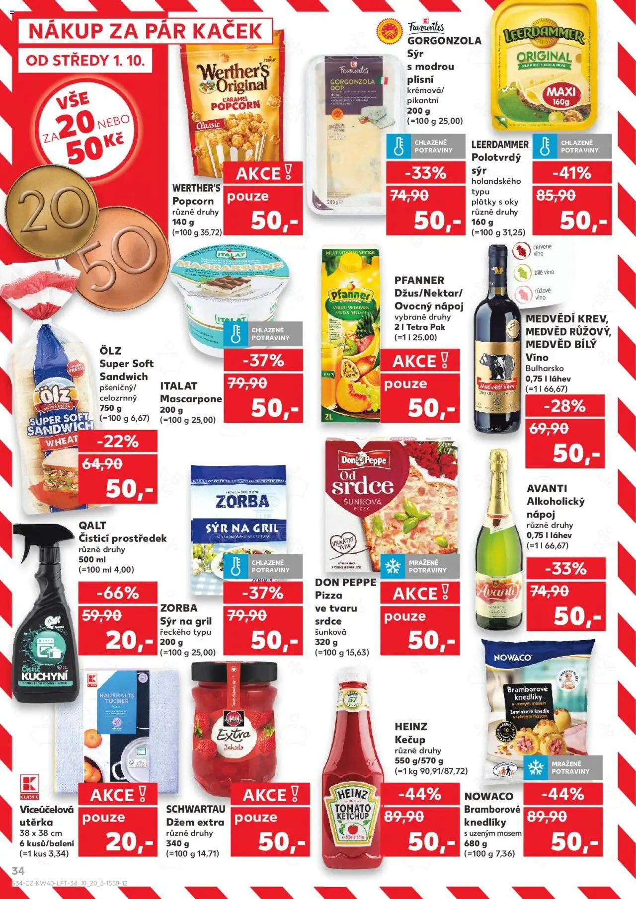 Kaufland leták od 01.10.2025 | Strana: 34 | Produkty: Čistící prostředek, Popcorn Werther's, Gorgonzola, Popcorn