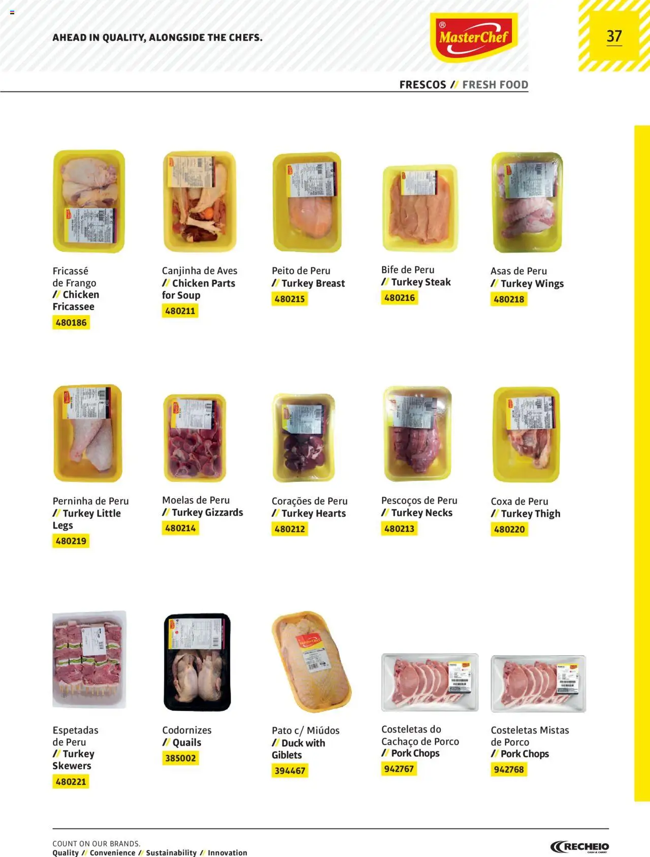 Recheio AS NOSSAS MARCAS │ válido de 19.12.2023 | Página: 37 | Produtos: Peito de peru, Frango, Peru, Moelas