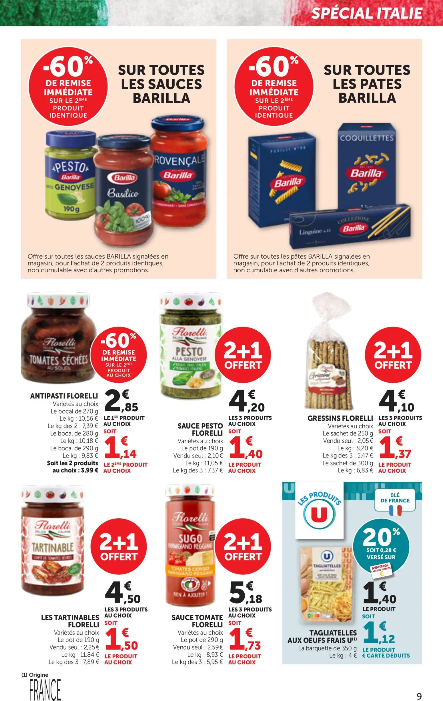 {H1} | Page: 9 | Produits: Fusilli, Tomates séchées, Tomates, Coquillettes