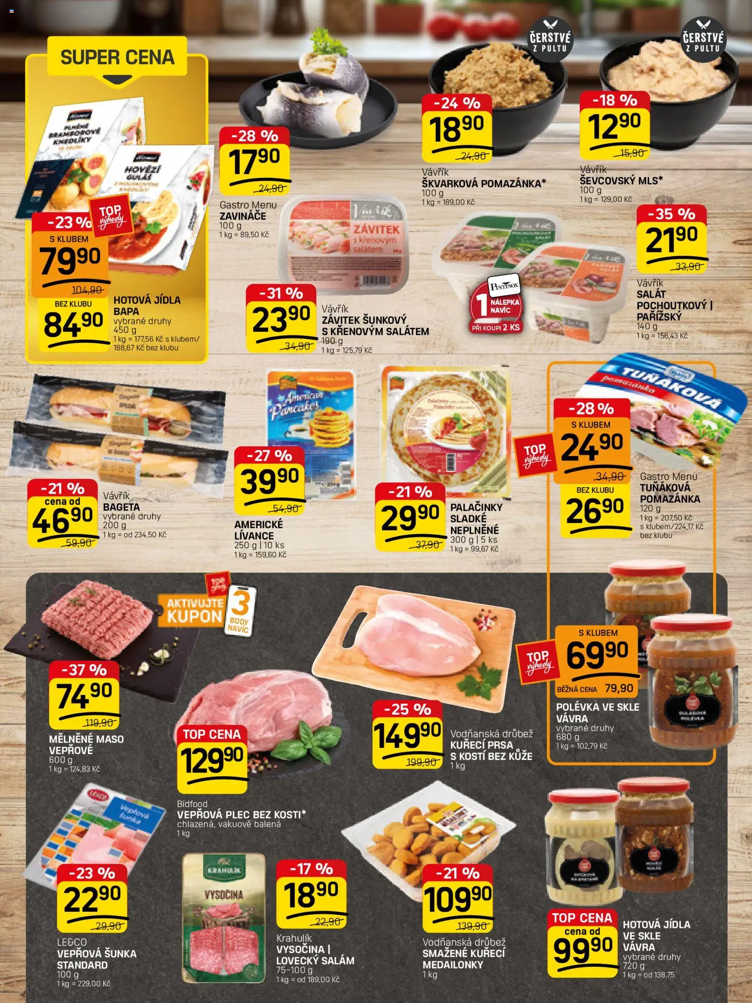 Flop leták - FlopTop od 08.04.2026 | Strana: 6 | Produkty: Kuřecí prsa, Salám, Hotová jídla, Palačinky