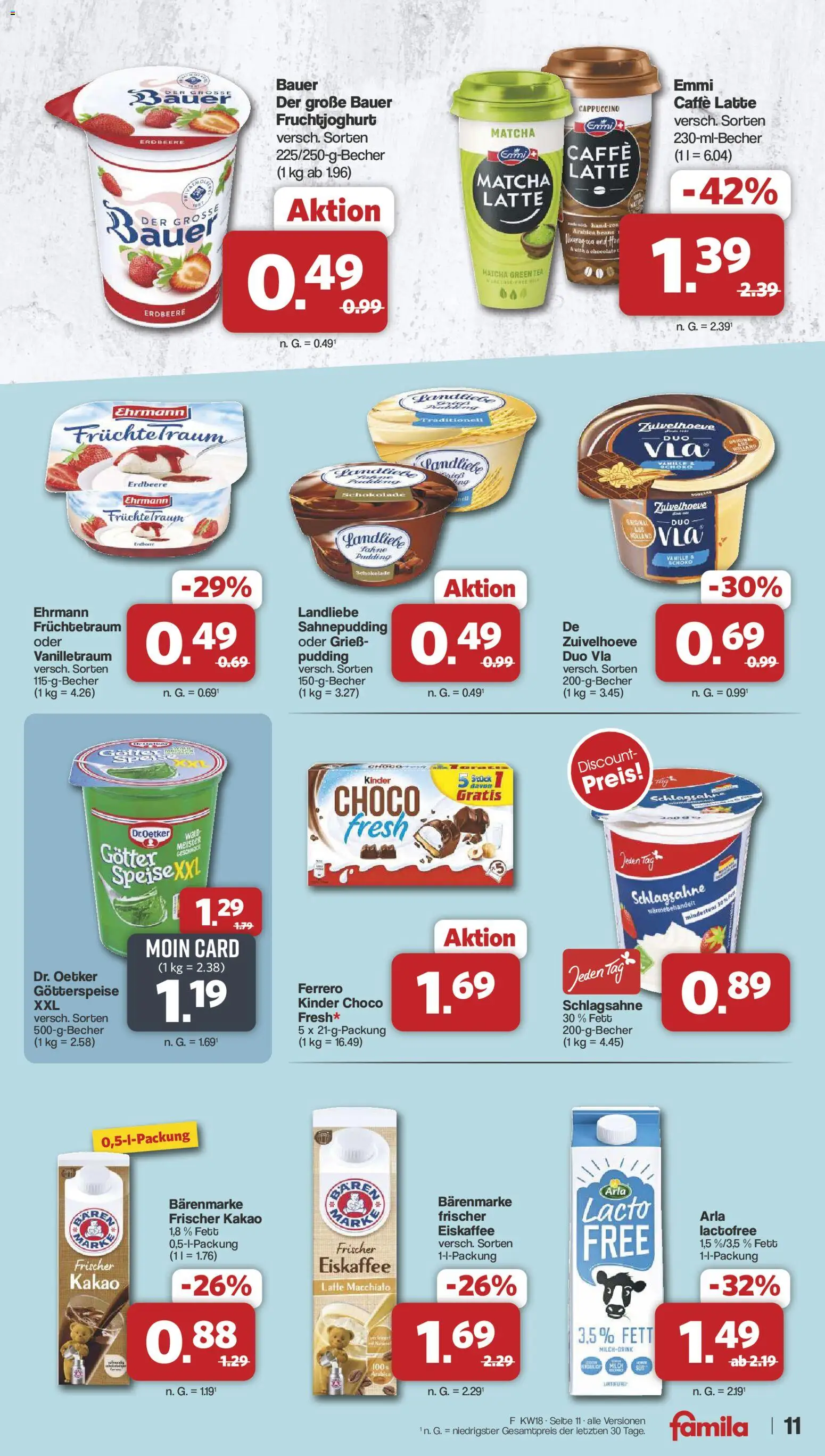 Famila Nordwest Prospekt 	 – gültig ab 27.04.2026 | Seite: 11 | Produkte: Milch, Schokolade, Fruchtjoghurt, Pudding
