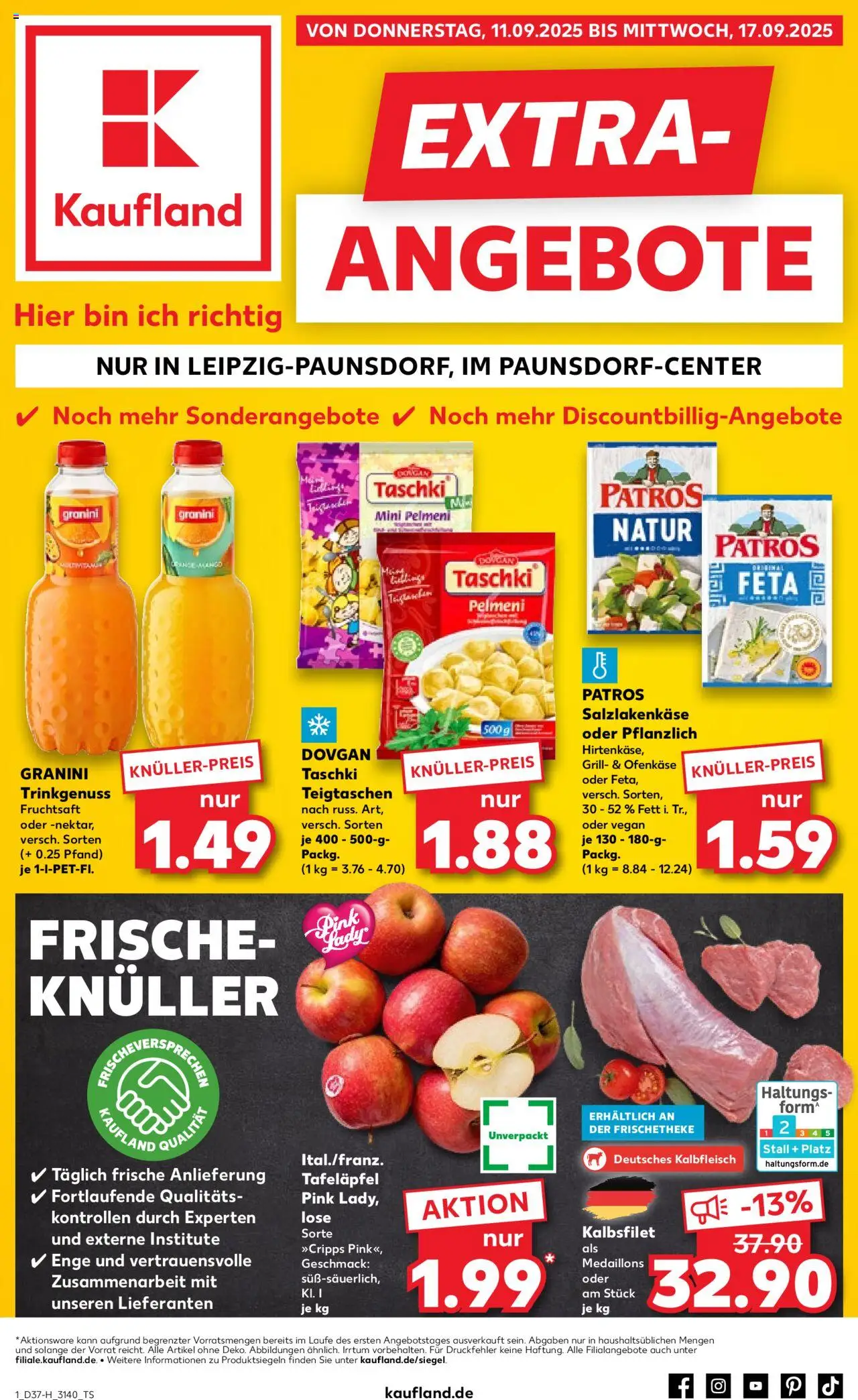 Kaufland prospekt Leipzig	 – gültig ab 11.09.2025 | Seite: 1 | Produkte: Feta, Patros, Granini, Fruchtsaft