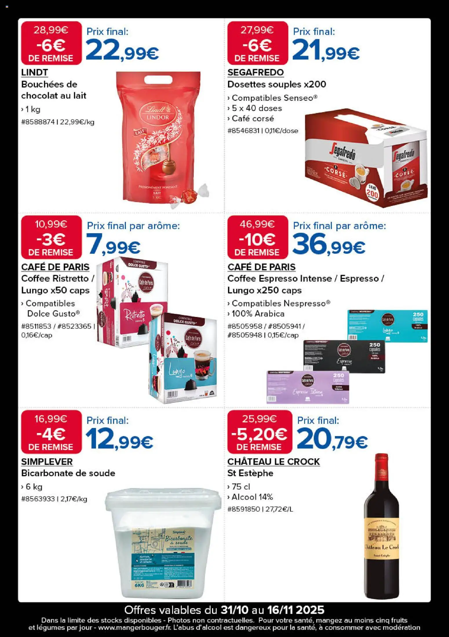 {H1} | Page: 6 | Produits: Dolce Gusto, Bicarbonate de soude, Chocolat, Lindt