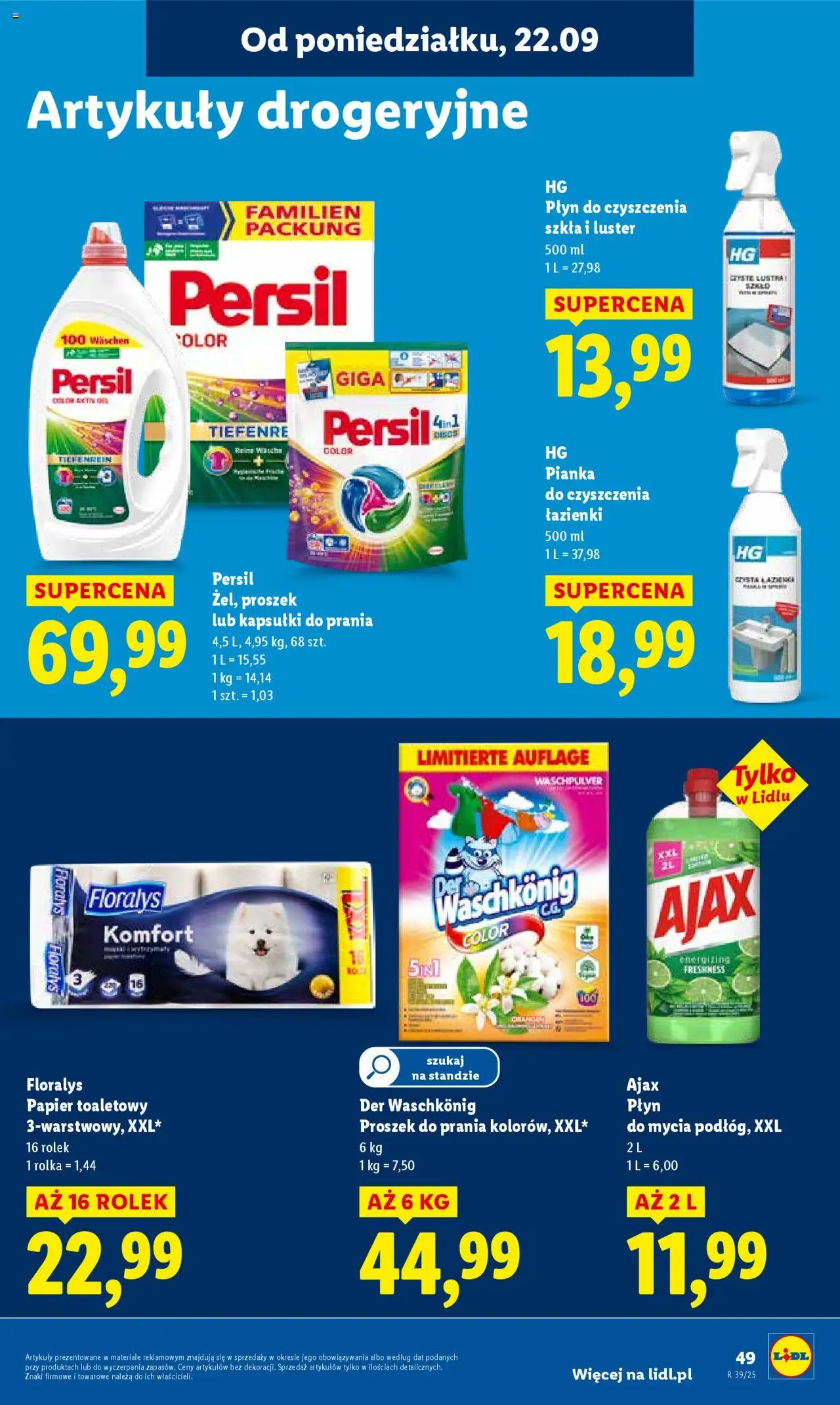 Lidl Gazetka od 22.09.2025 | Strona: 61 | Produkty: Papier toaletowy, Persil, Kapsułki do prania, Detergent