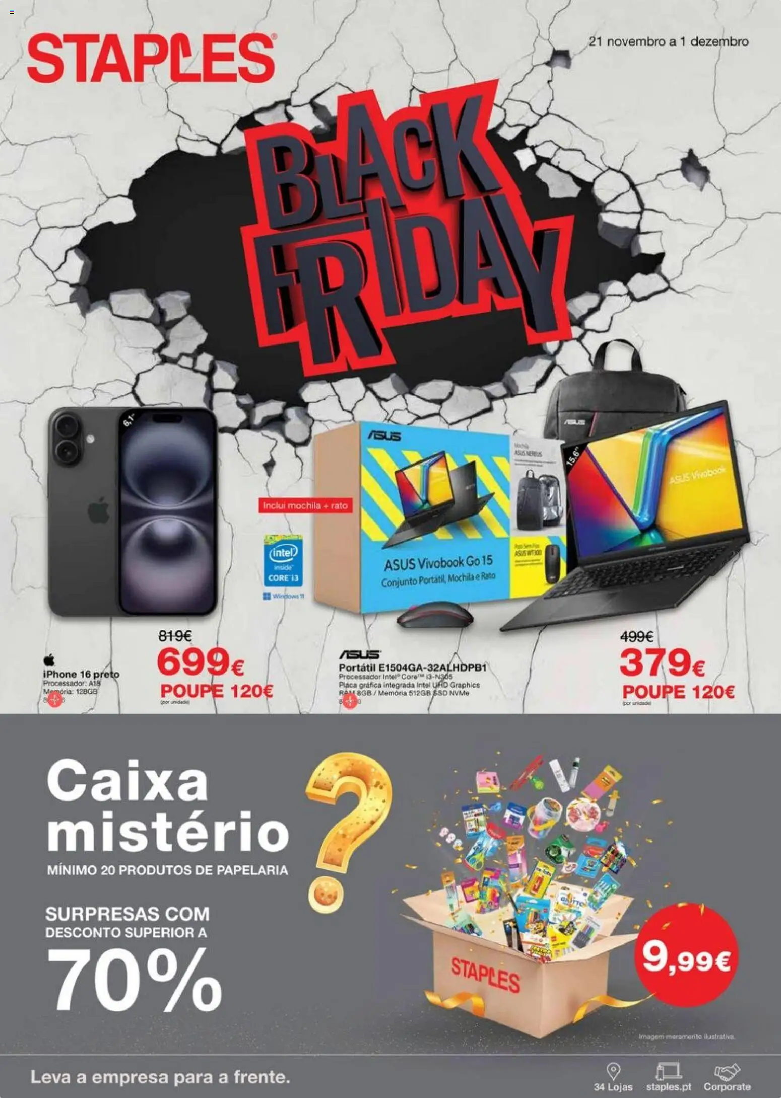 Staples - Black Friday  │ válido de 21.11.2025 | Página: 1 | Produtos: Mochila, Caixa
