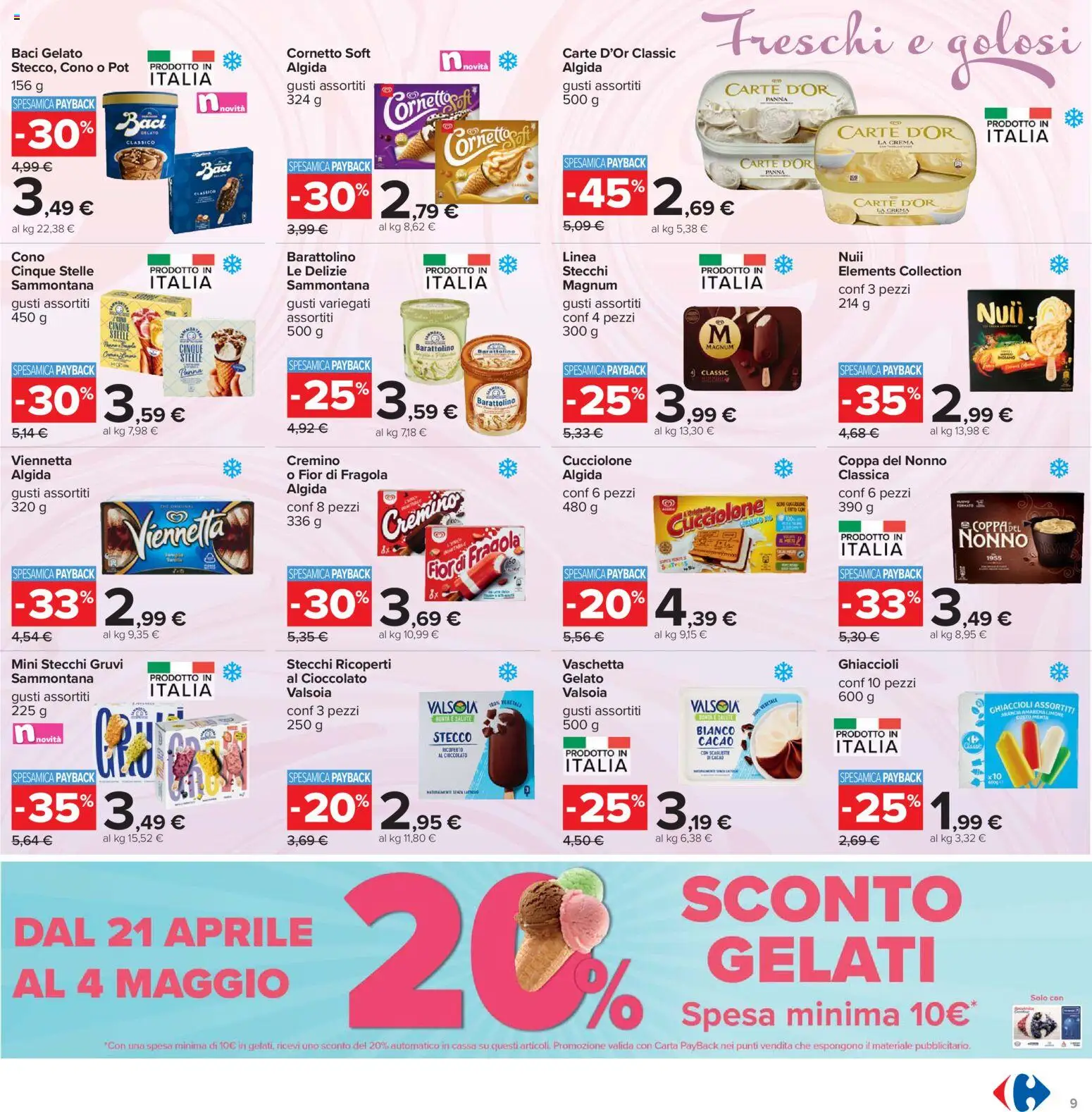 Volantino Carrefour del 21.04.2026 | Pagina: 9 | Prodotti: Crema, Cioccolato, Cornetto, Cacao