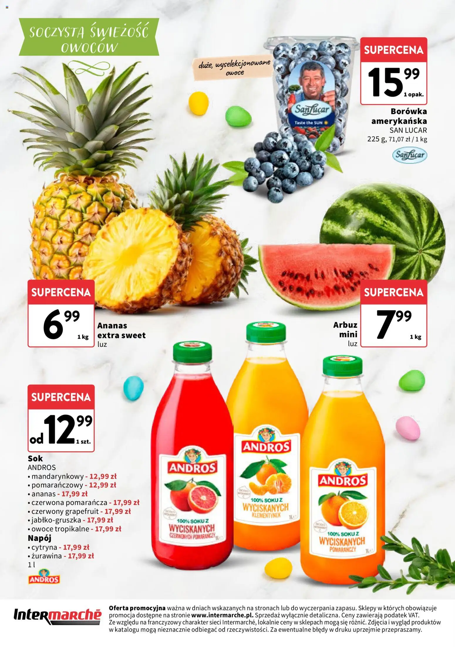 Intermarche gazetka - Delikatesy od 26.03.2026 | Strona: 12 | Produkty: Arbuz, Borówka amerykańska, Żurawina, Owoce