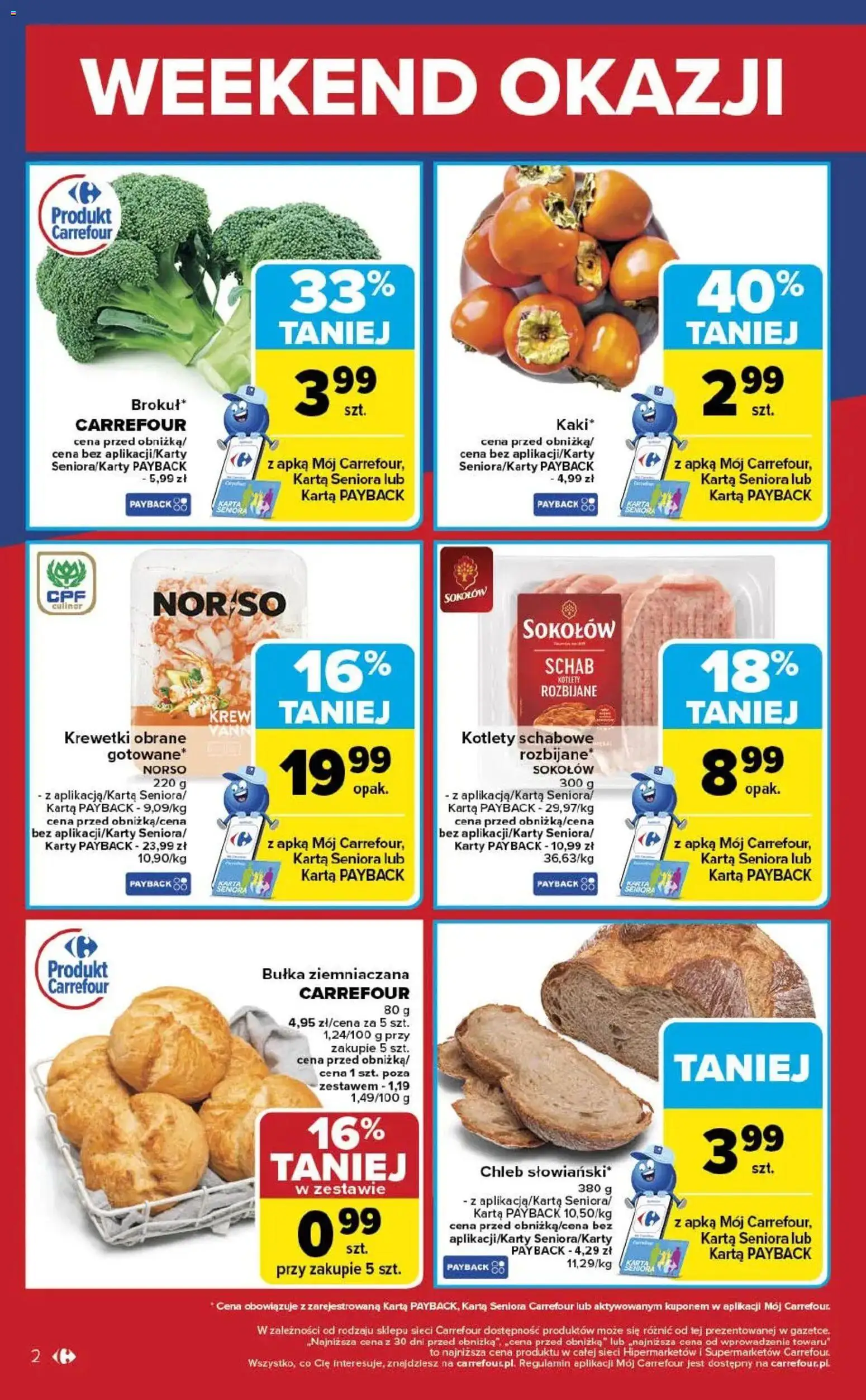 Carrefour Gazetka - Weekend okazji od 13.11.2025 | Strona: 3 | Produkty: Krewetki obrane, Karta, Schab, Chleb