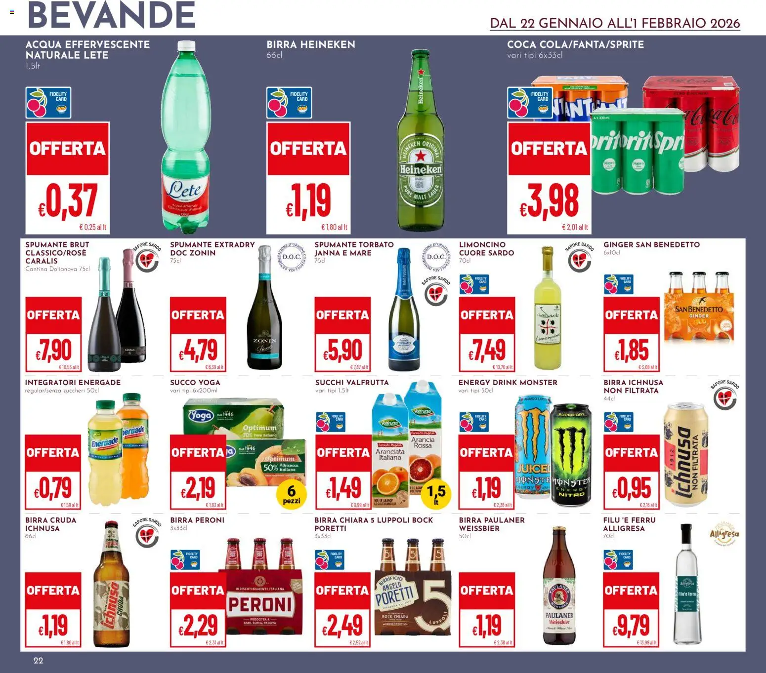 Volantino Pan del 22.01.2026 | Pagina: 22 | Prodotti: Birra, Pera, Spumante, Arancia