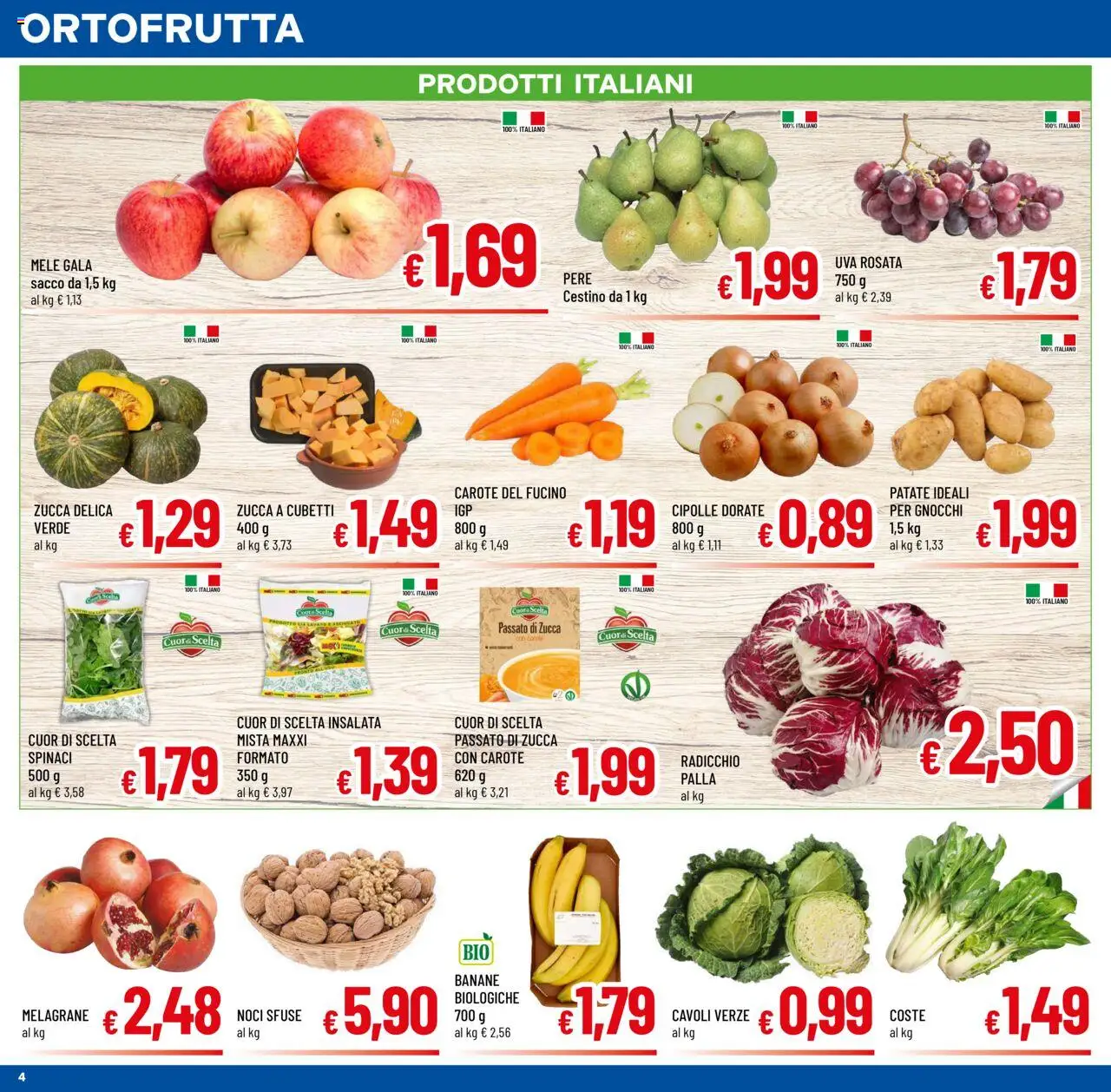 Volantino A&O del 15.10.2025 | Pagina: 4 | Prodotti: Banane, Patate, Cipolle, Uva