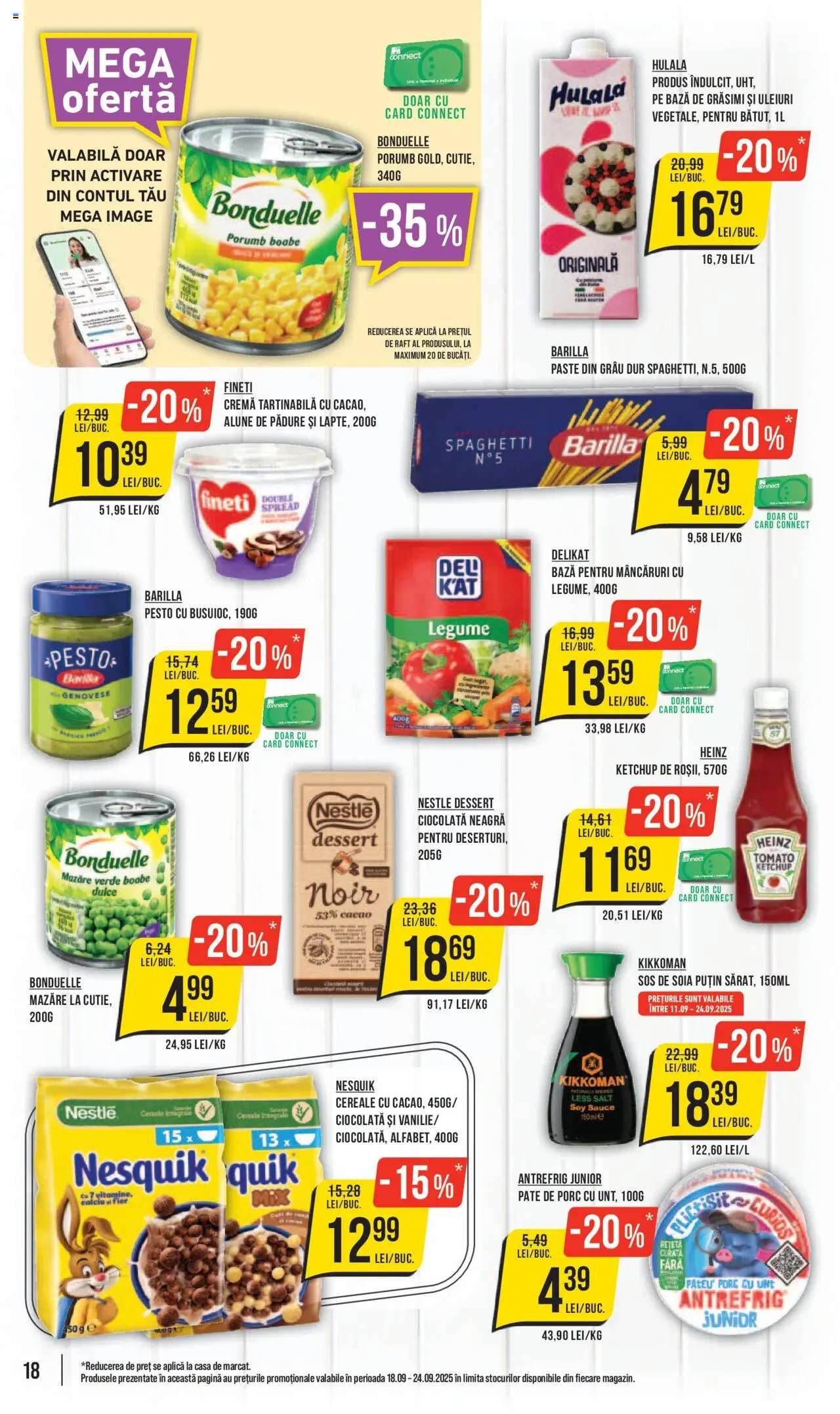 Noul catalog Mega Image – valabil de la 18.09.2025 | Pagină: 18 | Produse: Mazăre, Unt, Cremă tartinabilă, Porumb