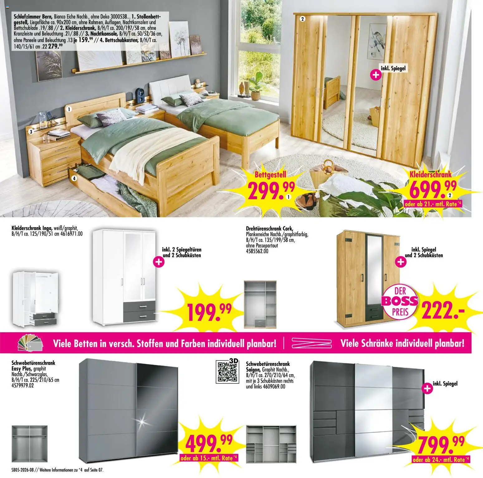 SB Möbel Boss Prospekt 	 – gültig ab 24.01.2026 | Seite: 8 | Produkte: Kleiderschrank, Schwebetürenschrank, Drehtürenschrank, Spiegel