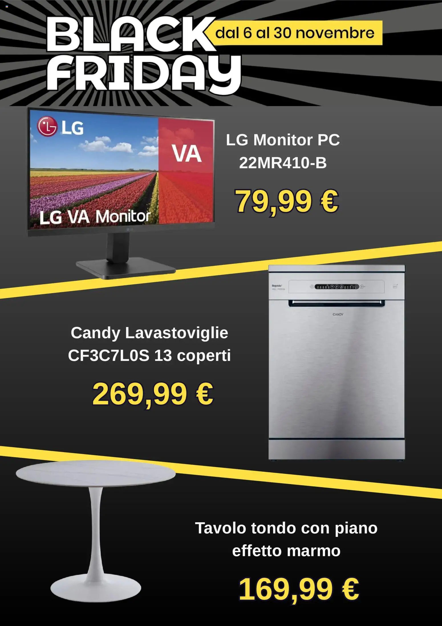 Volantino Eurospin del 14.11.2025 | Pagina: 3 | Prodotti: Monitor, Lavastoviglie, PC, Tavolo