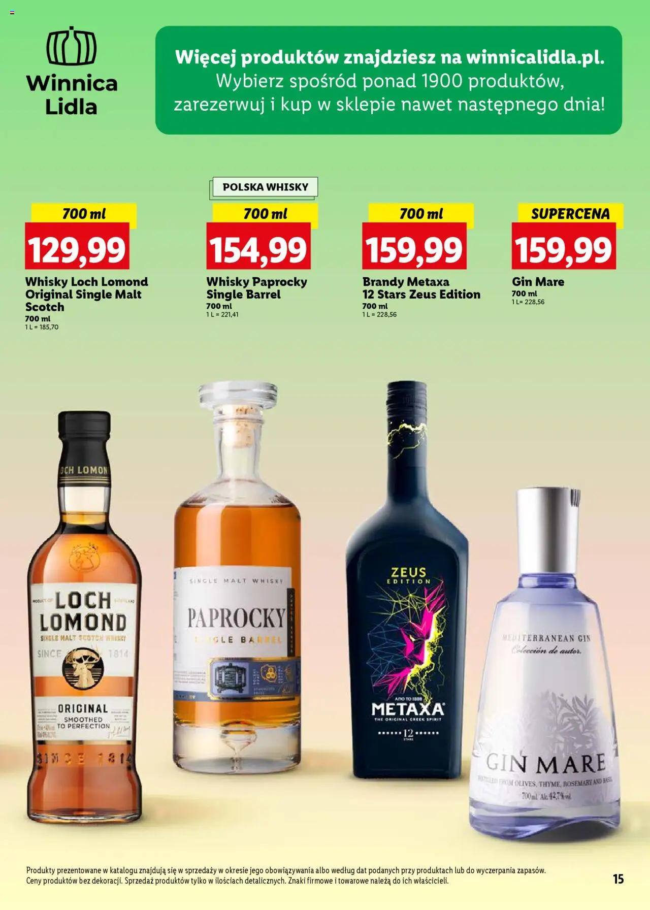 Lidl Katalog alkoholi mocnych od 05.05.2025 | Strona: 15 | Produkty: Metaxa, Metaxa 12, Gin, Whisky