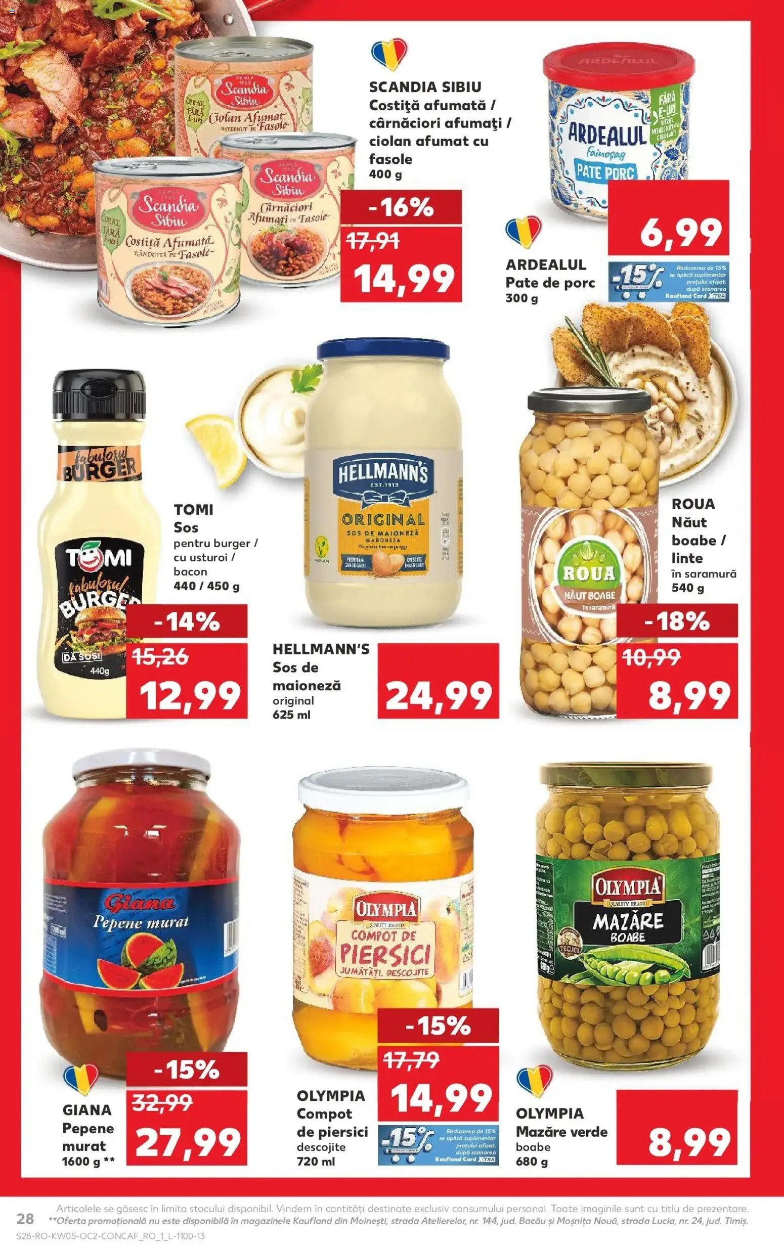 Noul catalog Kaufland – valabil de la 28.01.2026 | Pagină: 28 | Produse: Compot, Burger, Sos, Usturoi