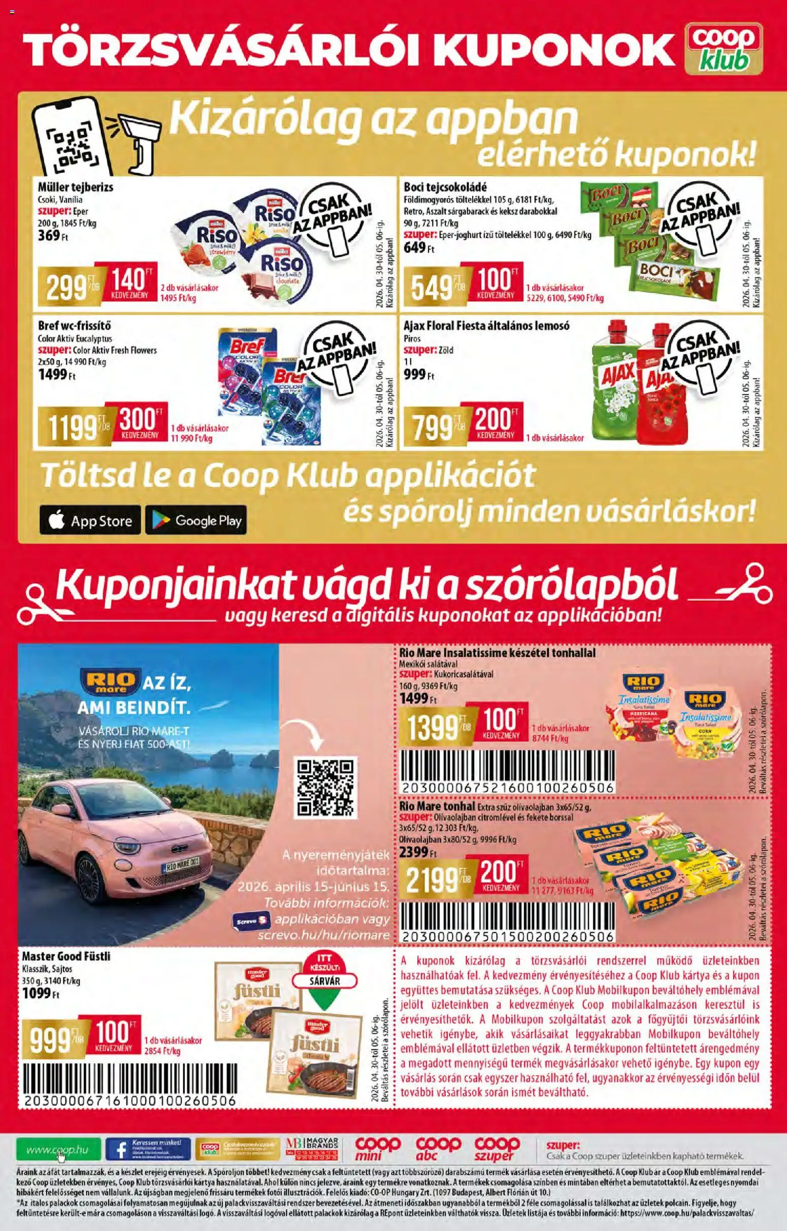 COOP akciós ujság - amely érvényes a következő dátumtól: 30.04.2026 | Oldal: 12 | Termékek: Tonhal, Sárgabarack, Tejcsokoládé, Eper