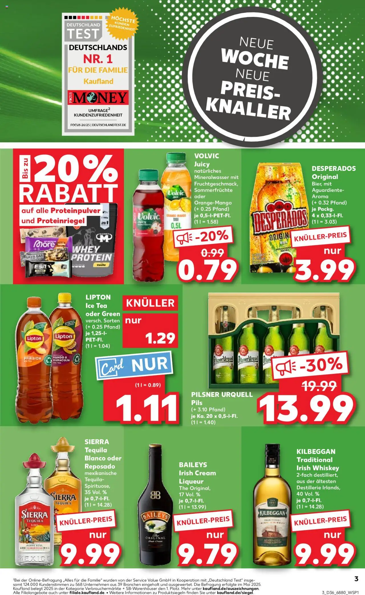 Kaufland prospekt Völklingen	 – gültig ab 07.09.2025 | Seite: 3 | Produkte: Mineralwasser, Tequila, Pfirsich, Whiskey