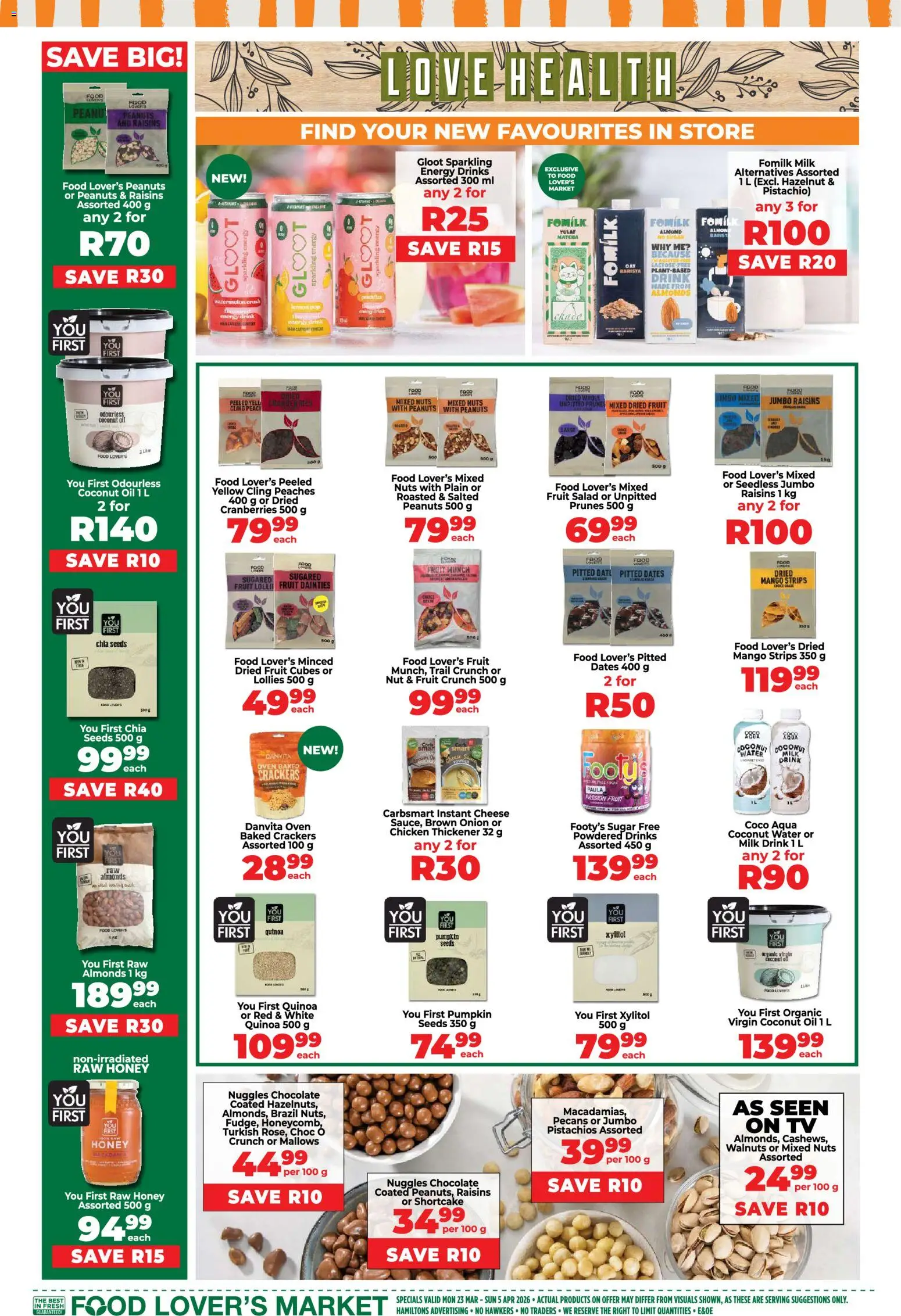 New Food Lover's Market catalogue – valid from 23.03.2026 | Page: 12 | Products: Nuts, Fruit, Sauce, Sugar