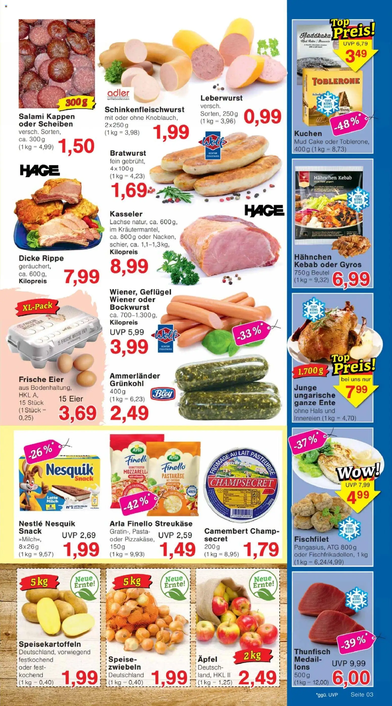 Jawoll Prospekt – gültig ab 02.02.2026 | Seite: 3 | Produkte: Hahnchen, Nesquik, Äpfel, Zwiebeln