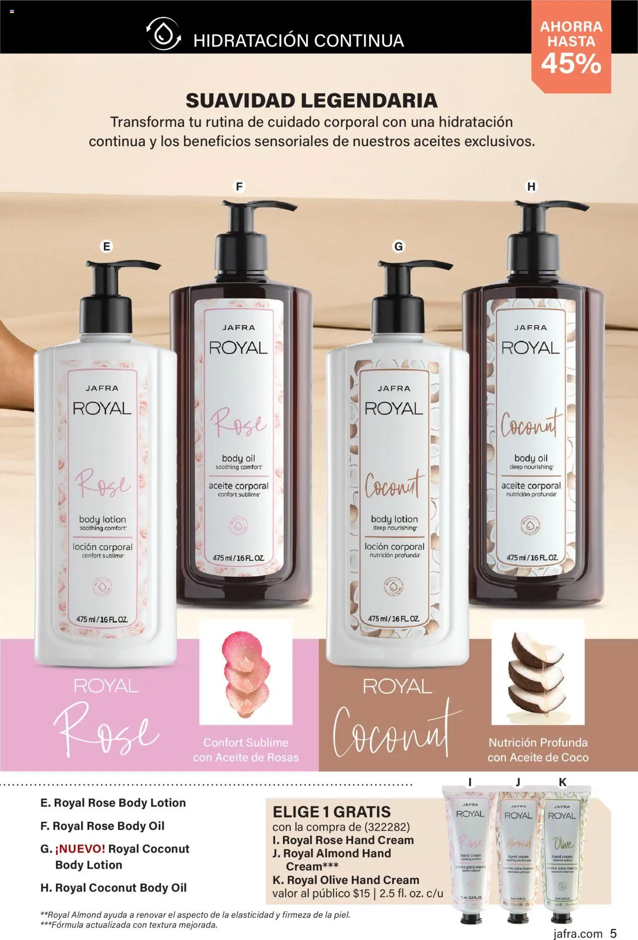 JAFRA folleto │ válido desde el 01.08.2025 | Página: 5 | Productos: Loción corporal, Aceite, Crema, Crema para manos