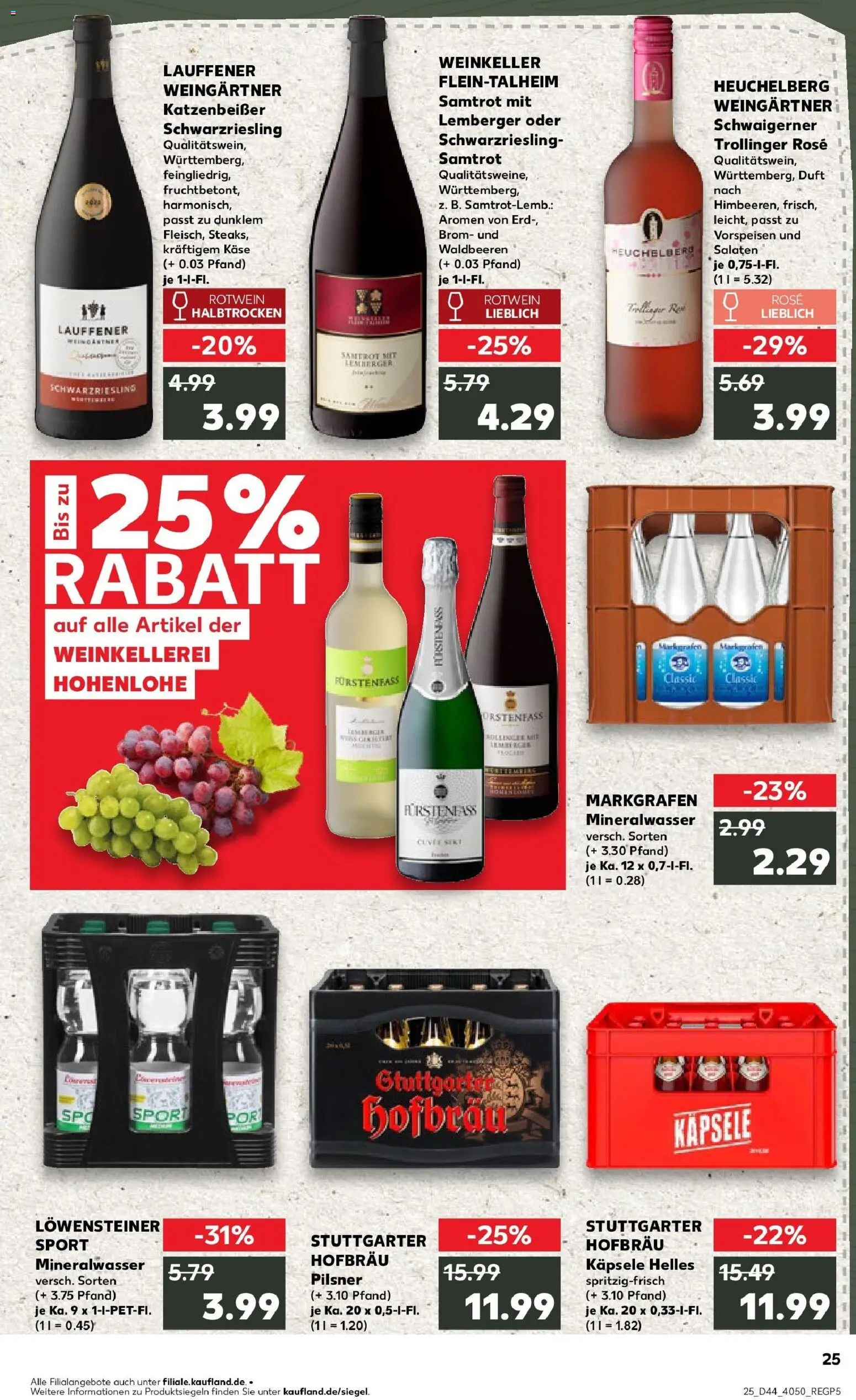 Kaufland prospekt Öhringen	 – gültig ab 30.10.2025 | Seite: 25 | Produkte: Rotwein, Rotwein halbtrocken, Duft, Mineralwasser