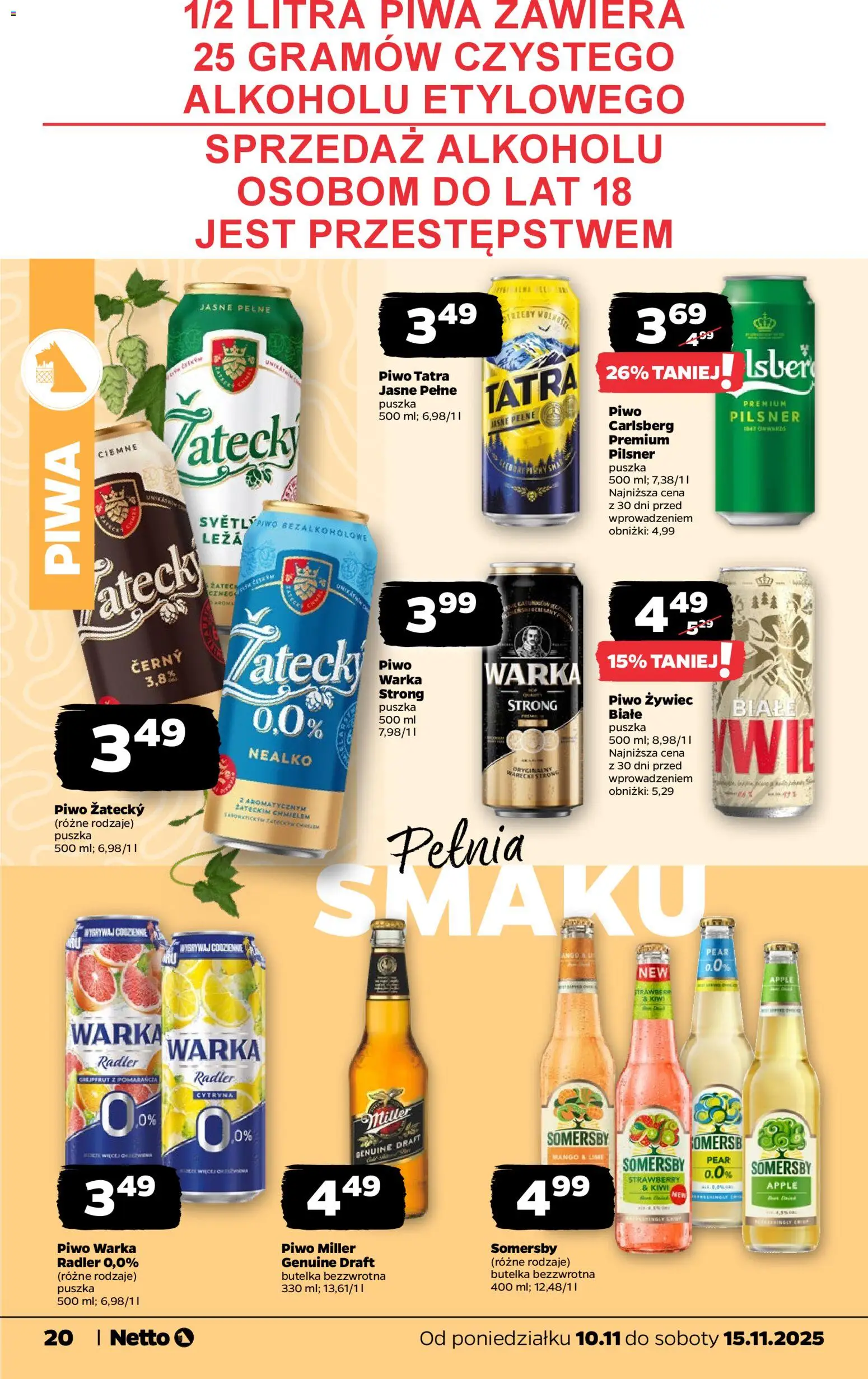 Netto gazetka - Spożywcza od 10.11.2025 | Strona: 20 | Produkty: Cytryna, Piwo, Somersby, Grejpfrut