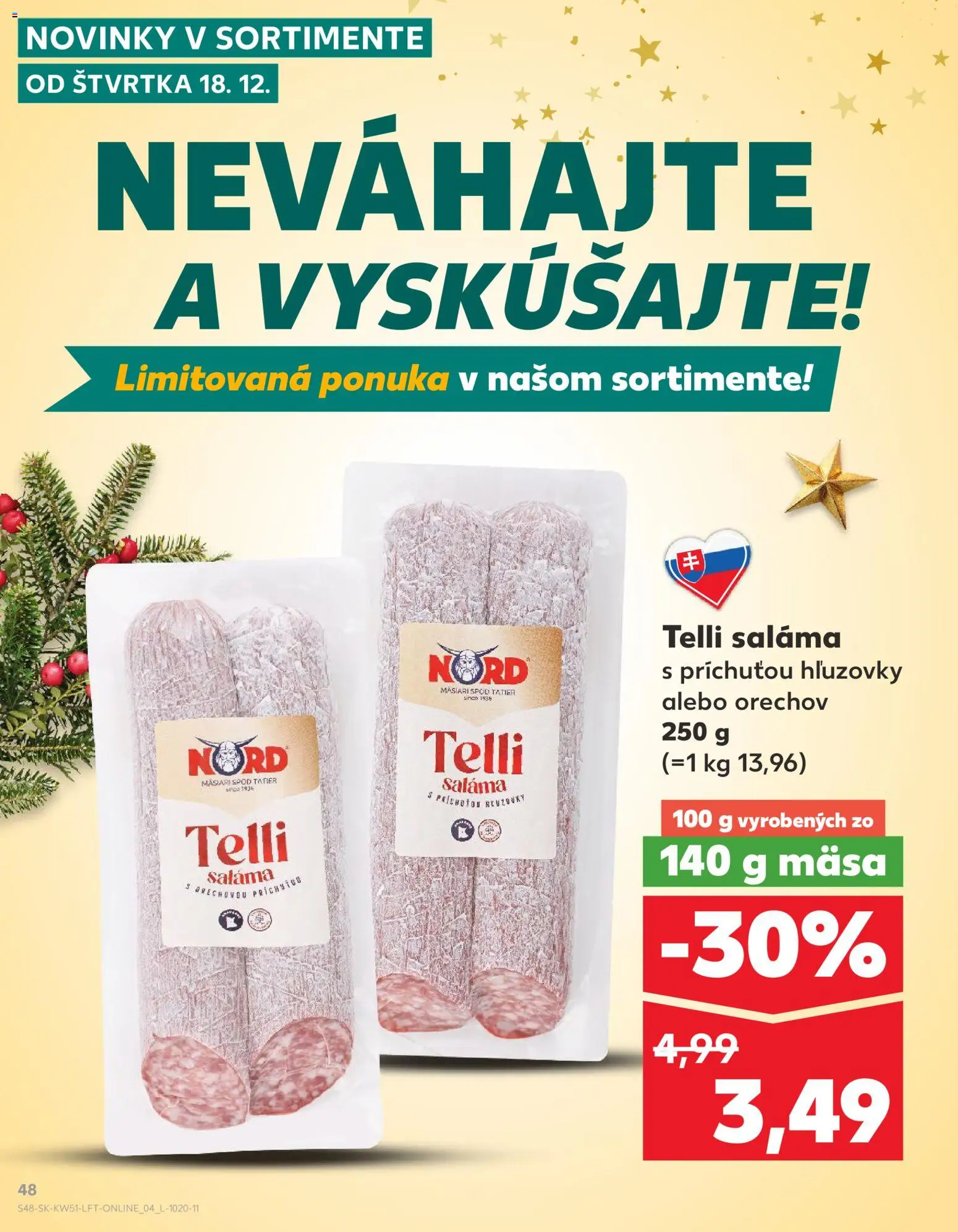 Nové Kaufland akcie – leták je platný od 18.12.2025 | Strana: 48 | Produkty: Saláma