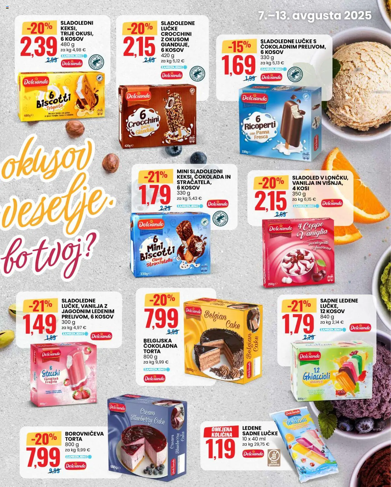 Eurospin katalog │ velja od 07.08.2025 | Stran: 15 | Izdelki: Keksi, Sladoledne lučke, Torta, Sladoled