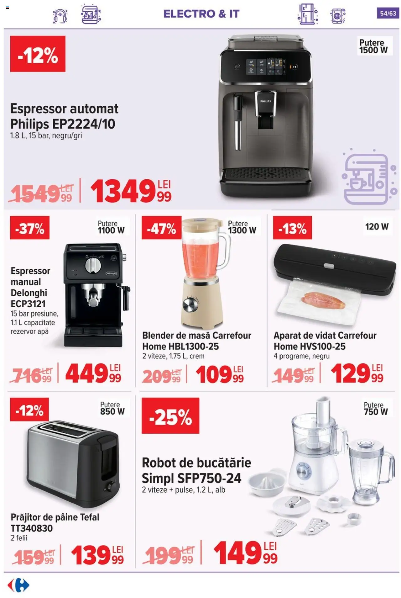 Noul catalog Carrefour – valabil de la 01.10.2025 | Pagină: 55 | Produse: Robot de bucătarie, Espressor, Enginar, Robot