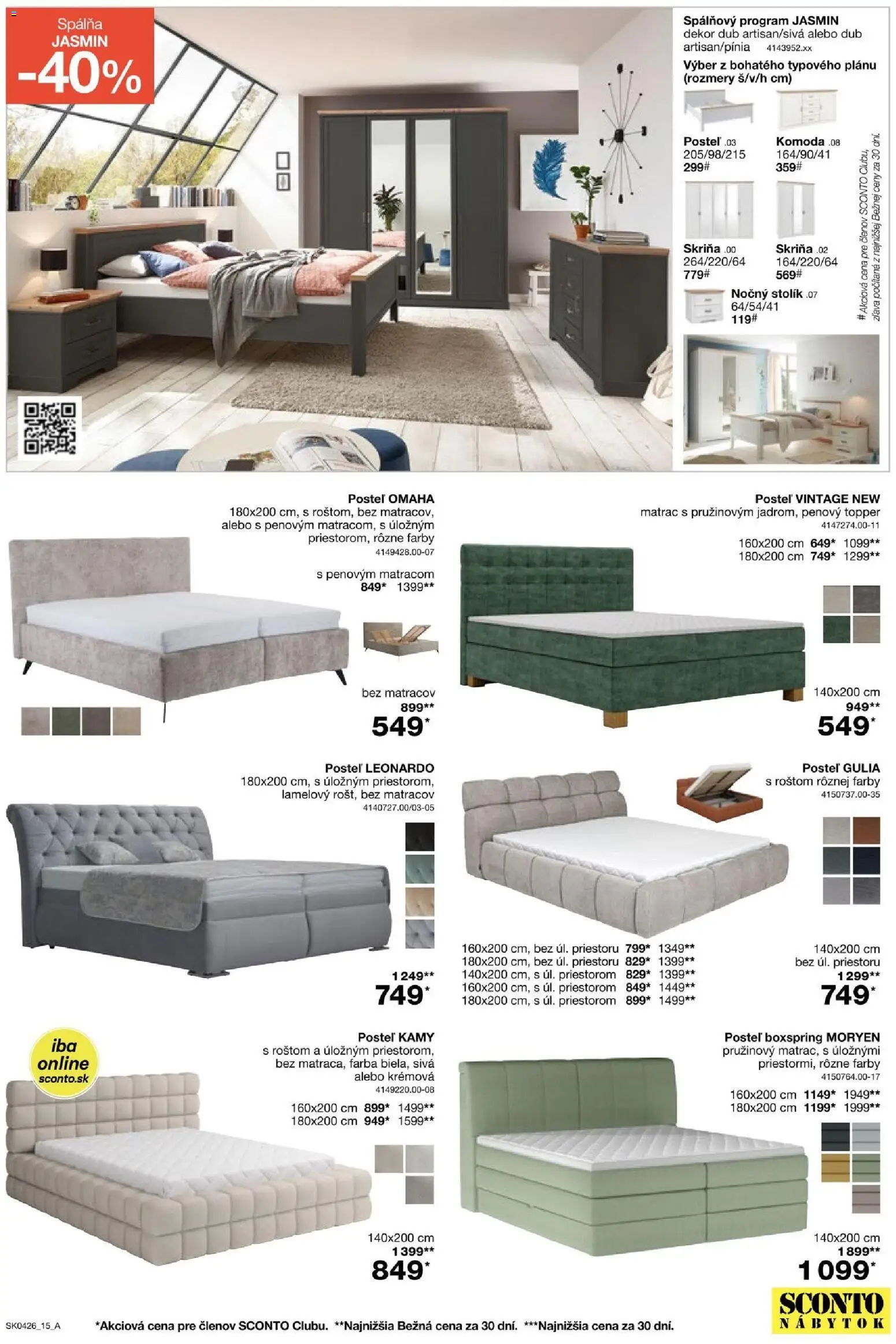 Nové Sconto nábytok akcie – leták je platný od 04.03.2026 | Strana: 15 | Produkty: Nábytok, Matrac, Posteľ, Skriňa