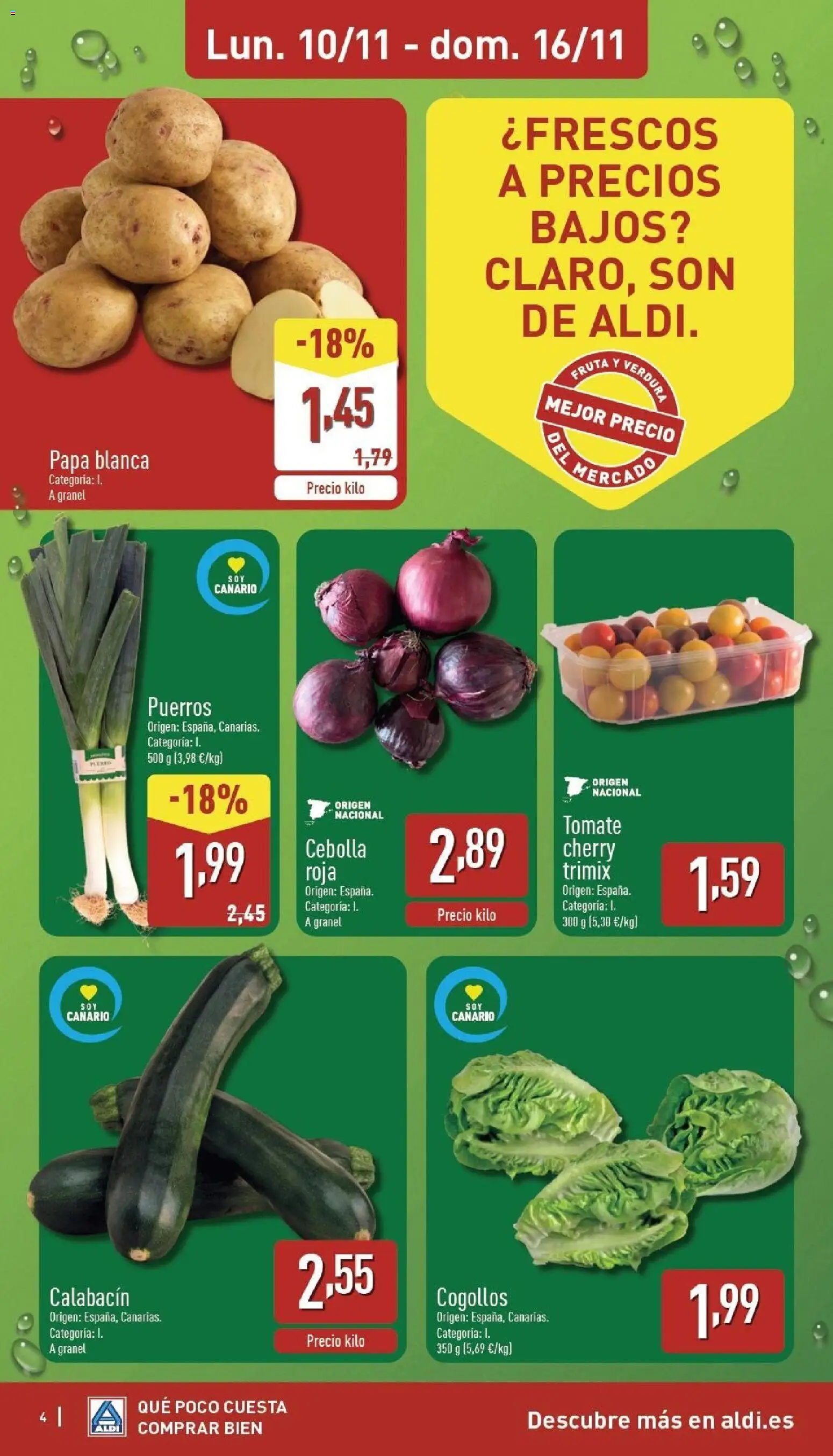 Aldi folleto Canarias │ válido desde el 10.11.2025 | Página: 4 | Productos: Calabacín, Παγωμένο τσάι