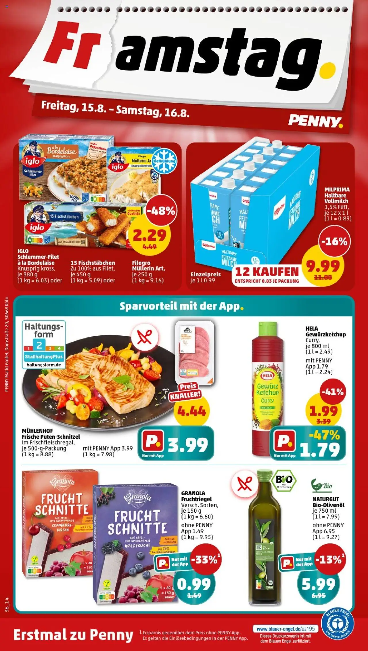 Penny - Baden-Württemberg - gültig ab dem 11.08.2025 | Seite: 36 | Produkte: Iglo, Äpfel, Fischstabchen, Ketchup