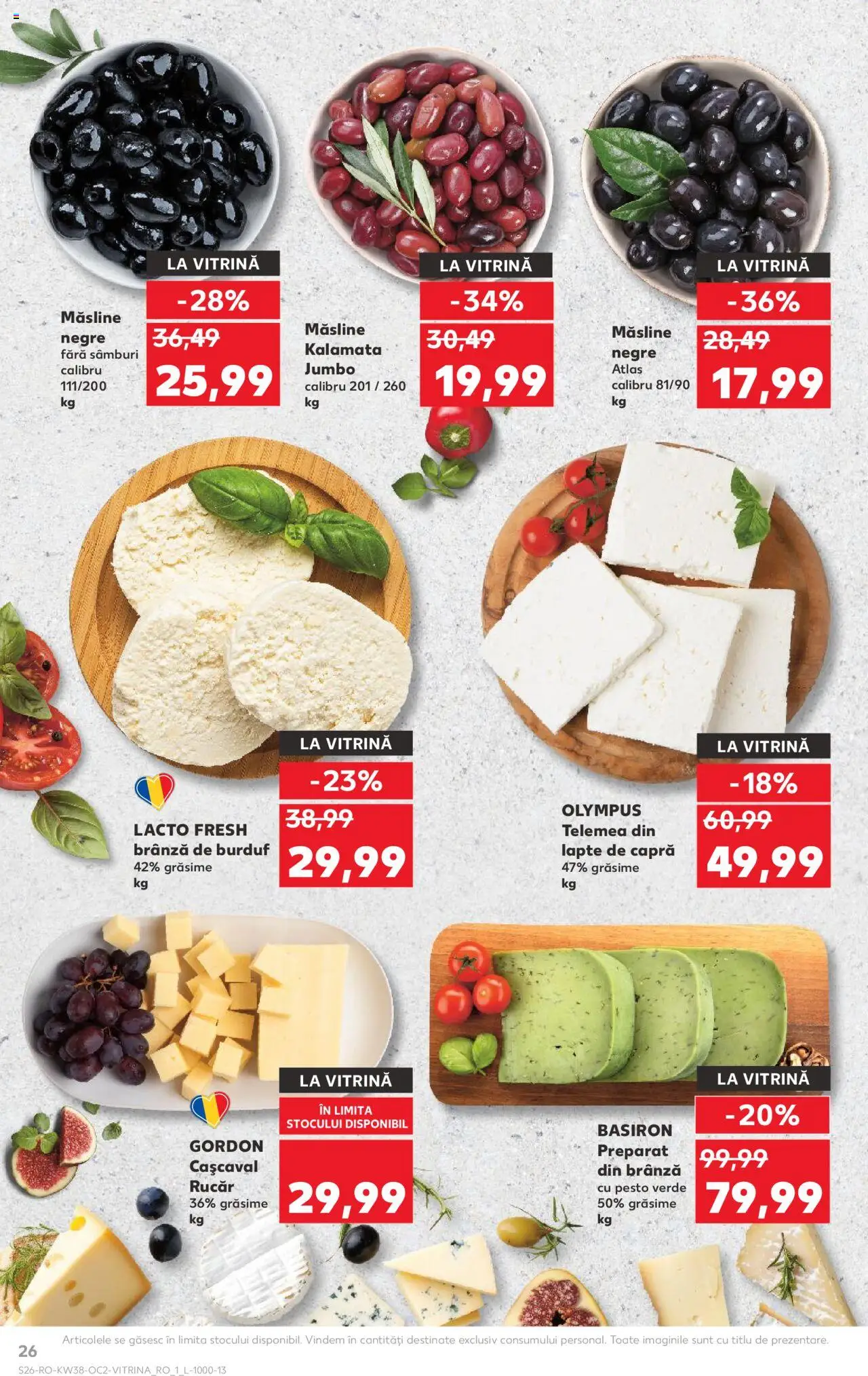 Noul catalog Kaufland – valabil de la 17.09.2025 | Pagină: 26 | Produse: Hijyenik ped, Vitrină, Măsline, Lapte