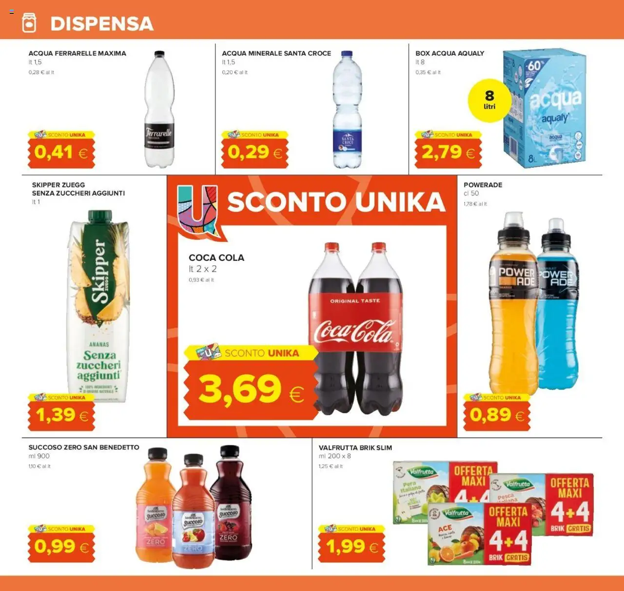 Volantino Oasi del 07.08.2025 | Pagina: 18 | Prodotti: Acqua, Pesca, Ferrarelle, Coca Cola