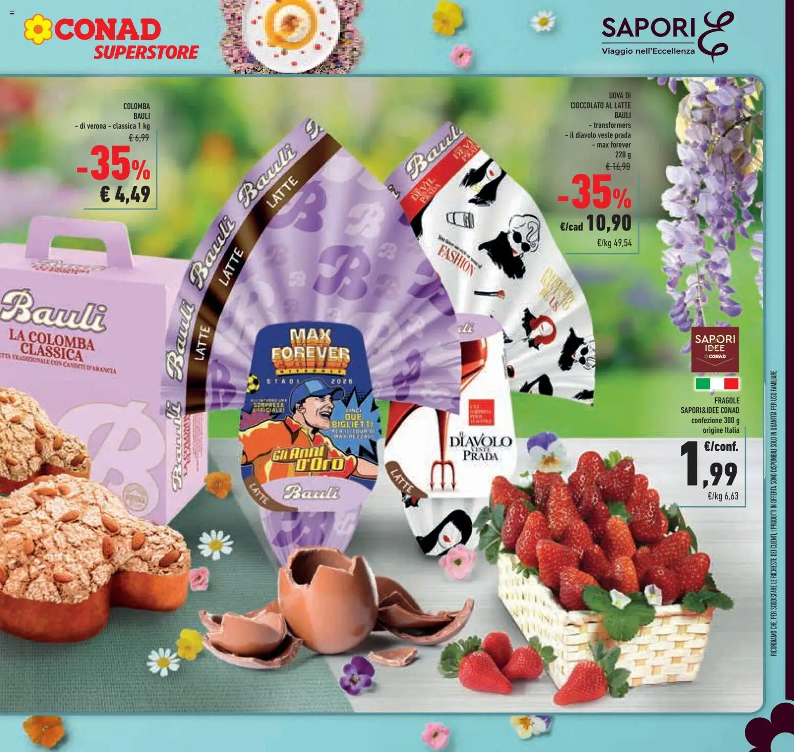 Volantino Conad del 25.03.2026 | Pagina: 3 | Prodotti: Uova, Cioccolato, Fragole, Latte