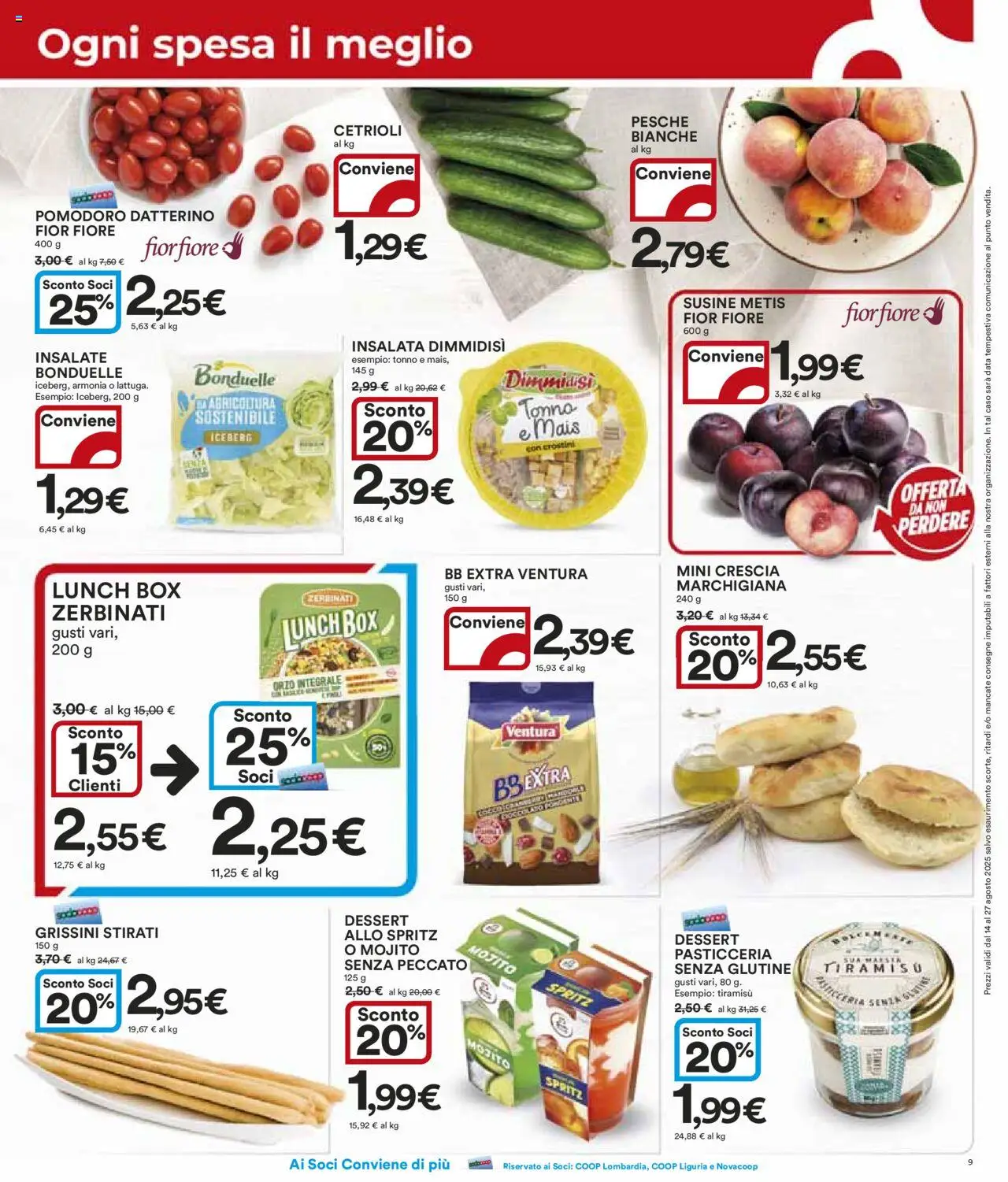 Volantino Ipercoop del 14.08.2025 | Pagina: 9 | Prodotti: Insalata, Pomodoro, Crostini, Grissini