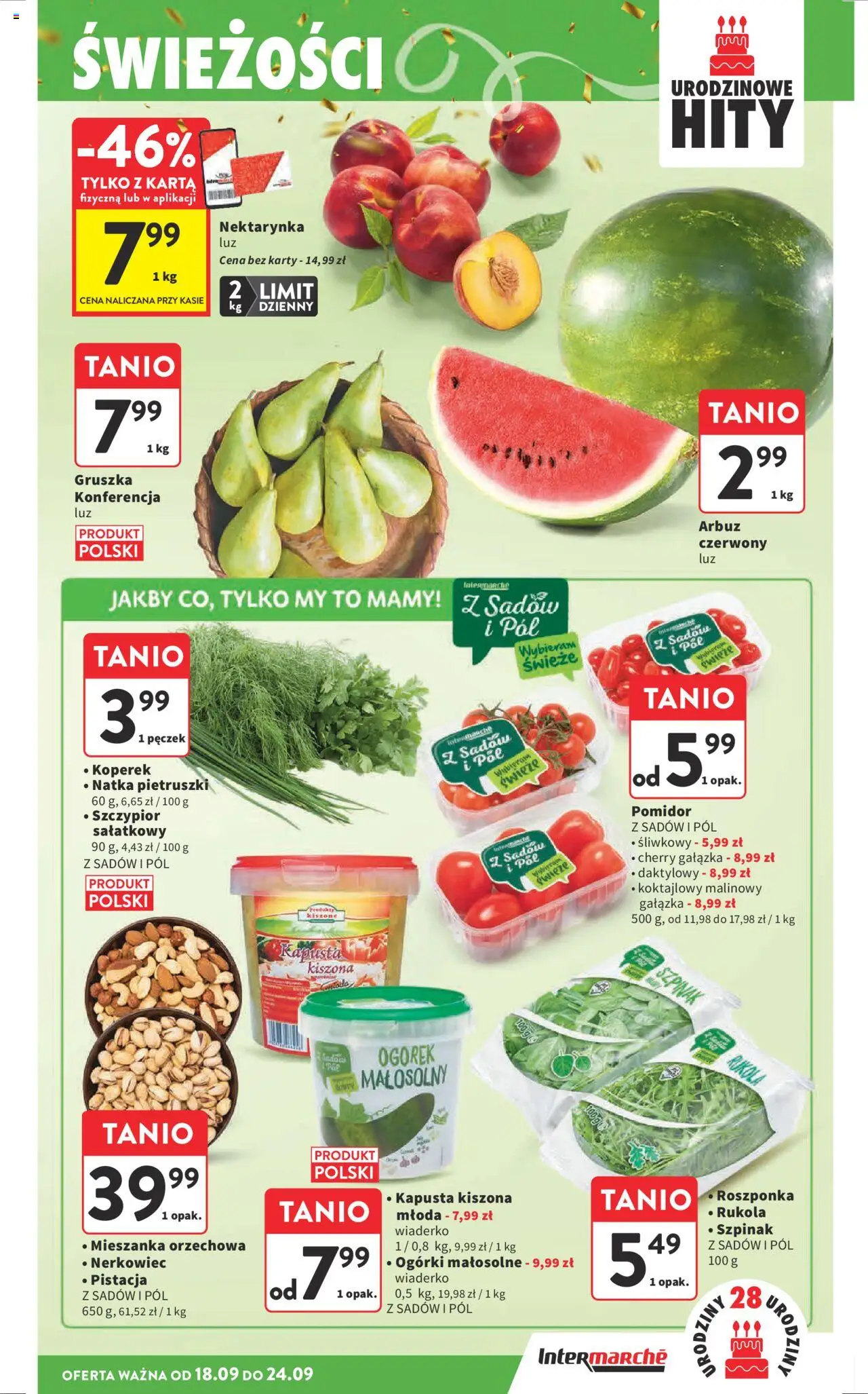 Intermarche Gazetka od 18.09.2025 | Strona: 21 | Produkty: Kapusta, Karta, Rukola, Szpinak