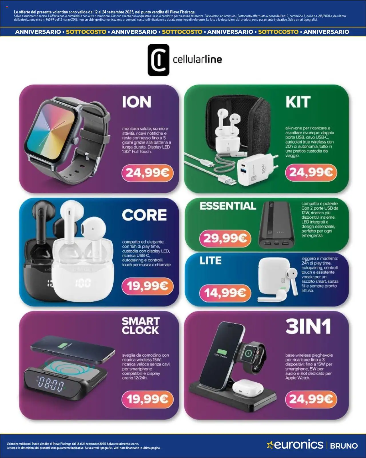 Volantino Euronics del 12.09.2025 | Pagina: 7 | Prodotti: Smartphone, Cavo, Comodino, Batteria