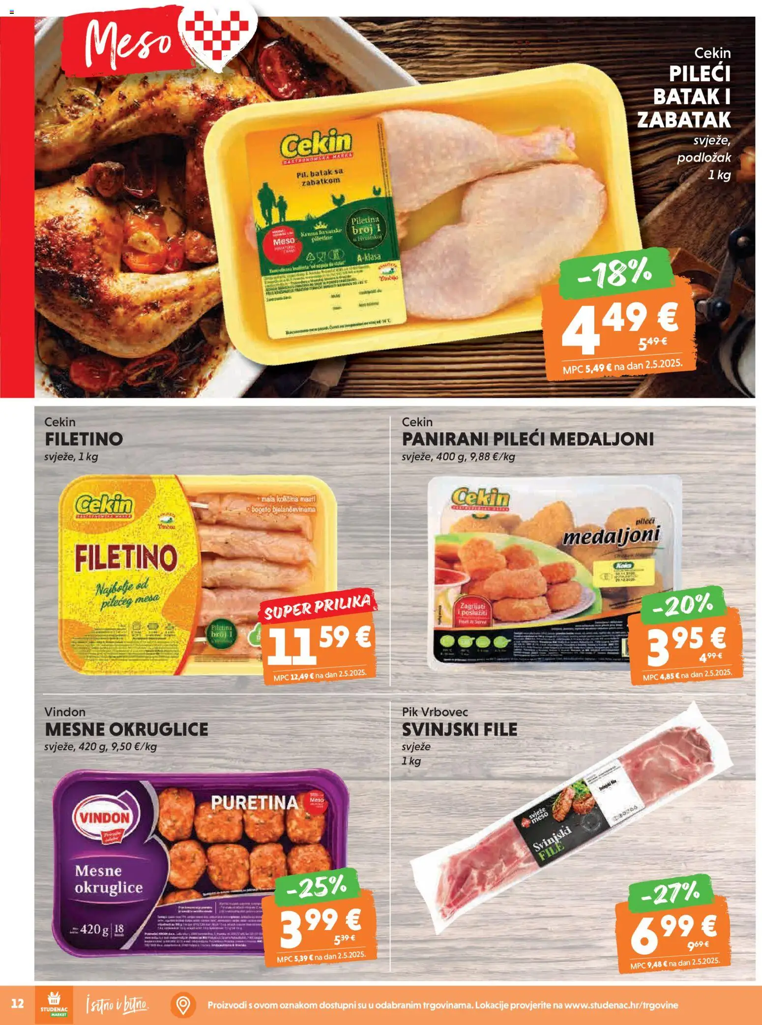Studenac katalog | vrijedi od 11.02.2026 | Stranica: 12 | Proizvodi: Puretina, Meso, Piletina, Pik Vrbovec