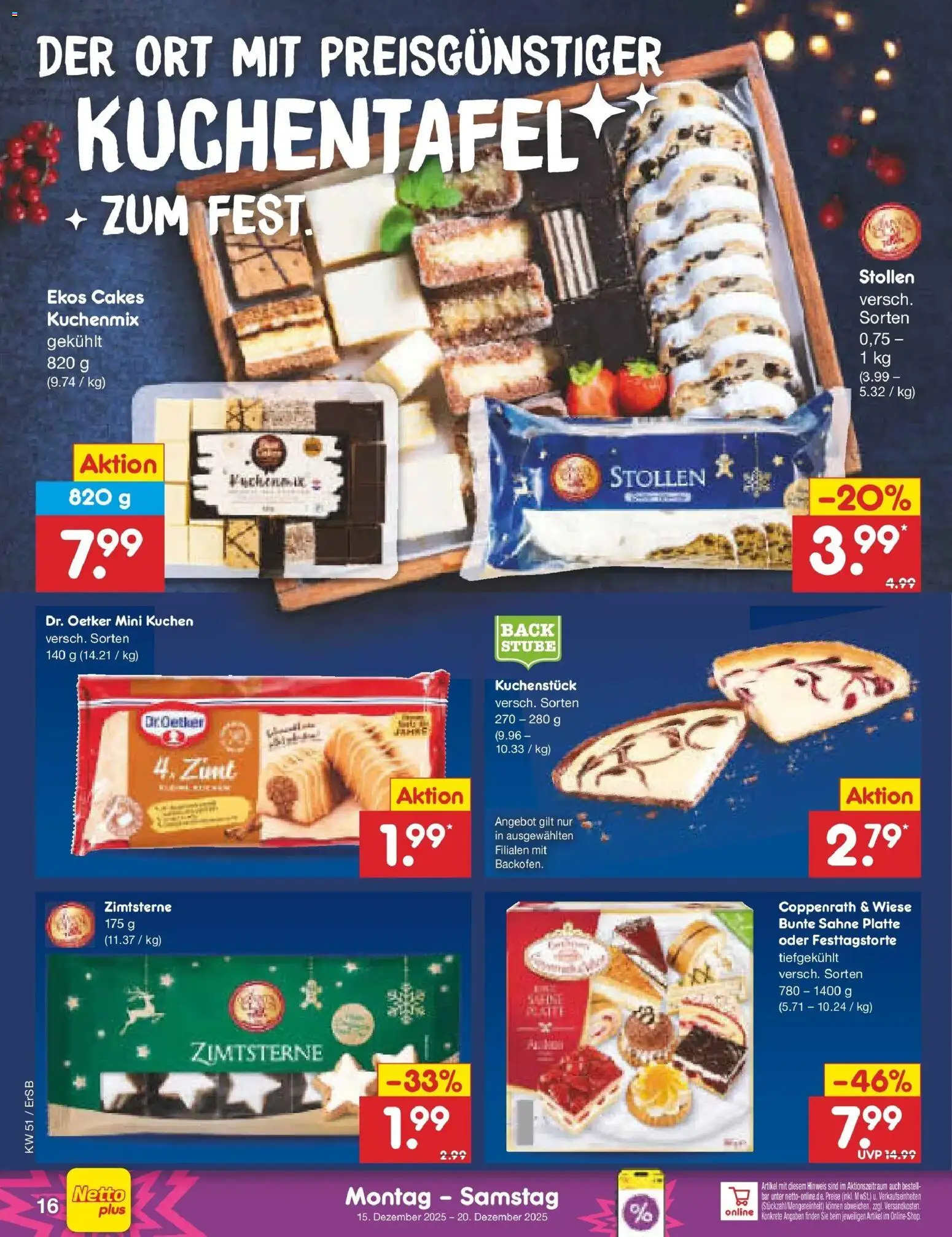 Netto Marken-Discount prospekt Nordhausen	 – gültig ab 15.12.2025 | Seite: 20 | Produkte: Kuchen, Sahne
