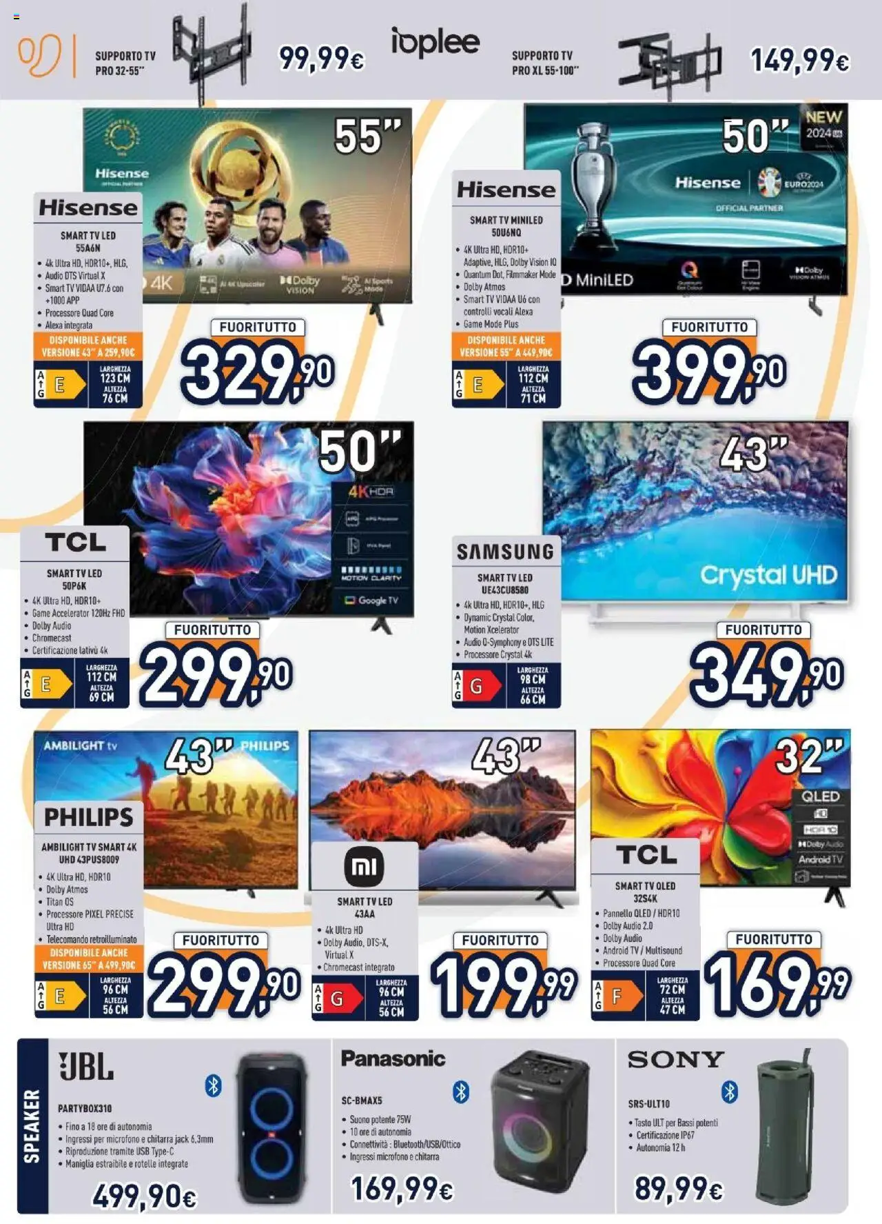 Volantino Unieuro del 01.08.2025 | Pagina: 4 | Prodotti: TV, Speaker, USB, Samsung