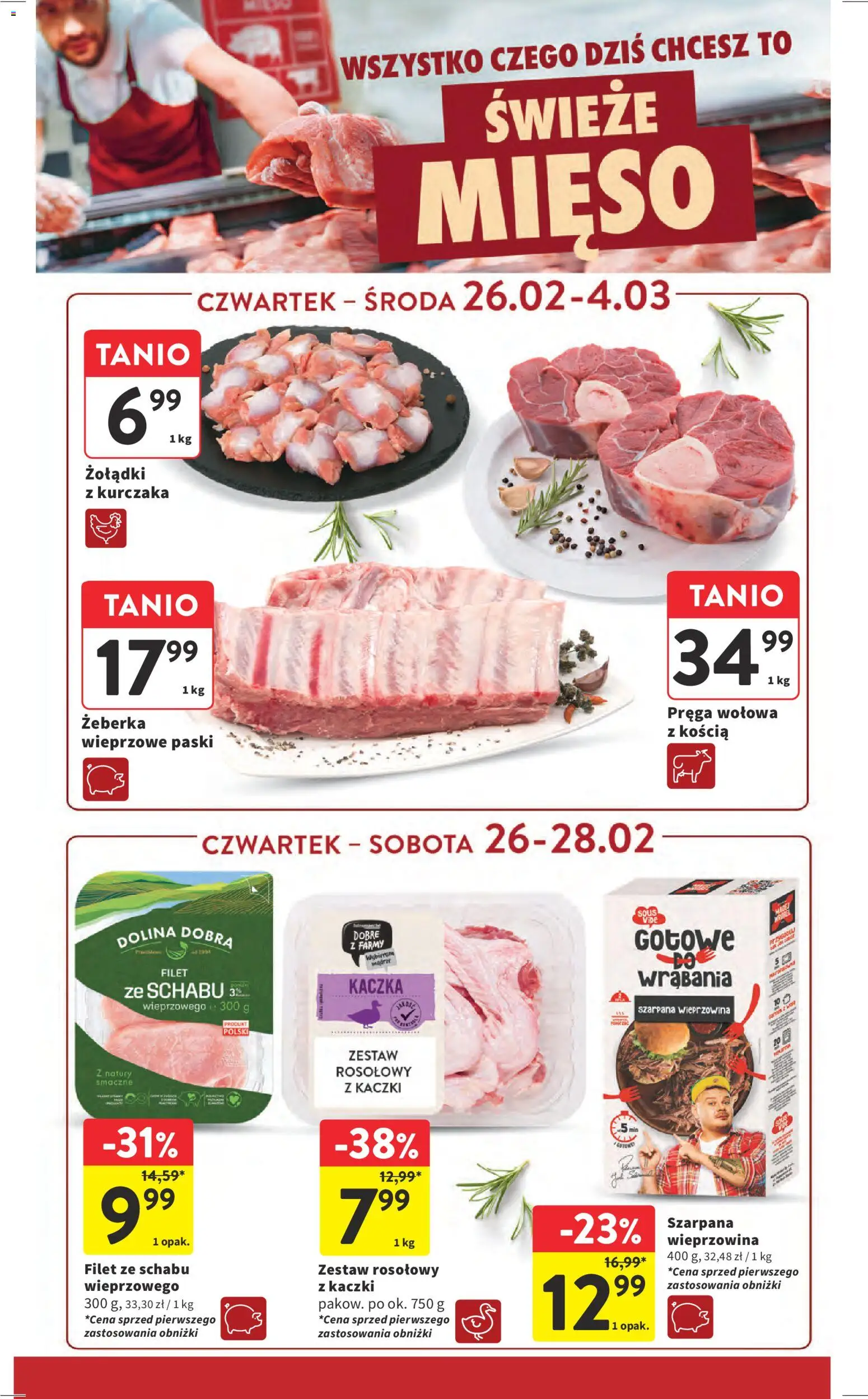 Intermarche Gazetka od 26.02.2026 | Strona: 14 | Produkty: Mięso, Kaczka, Wieprzowina