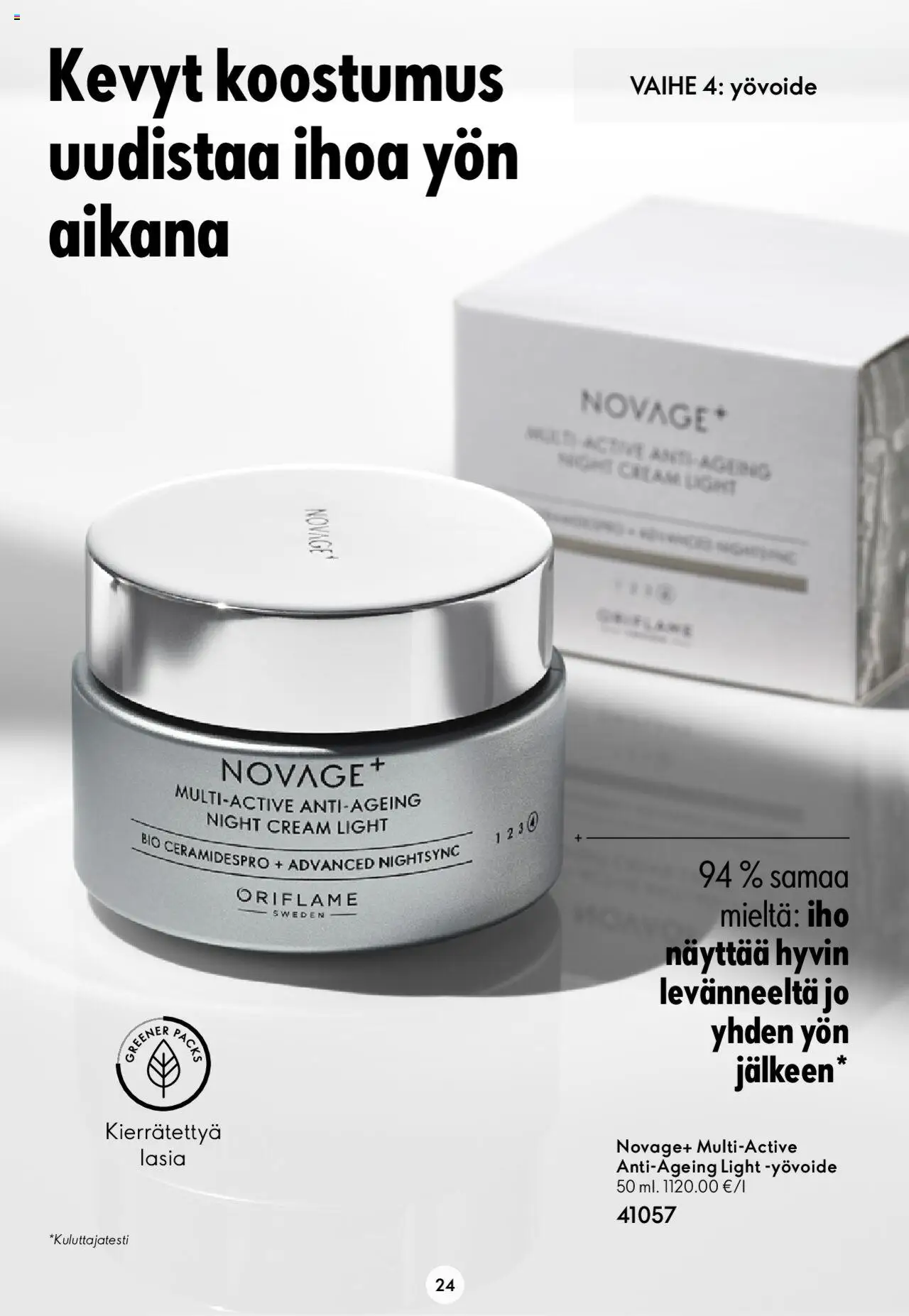 Oriflame Novage+ – voimassa 25.01.2024 alkaen | Sivu: 24 | Tuotteet: Yövoide