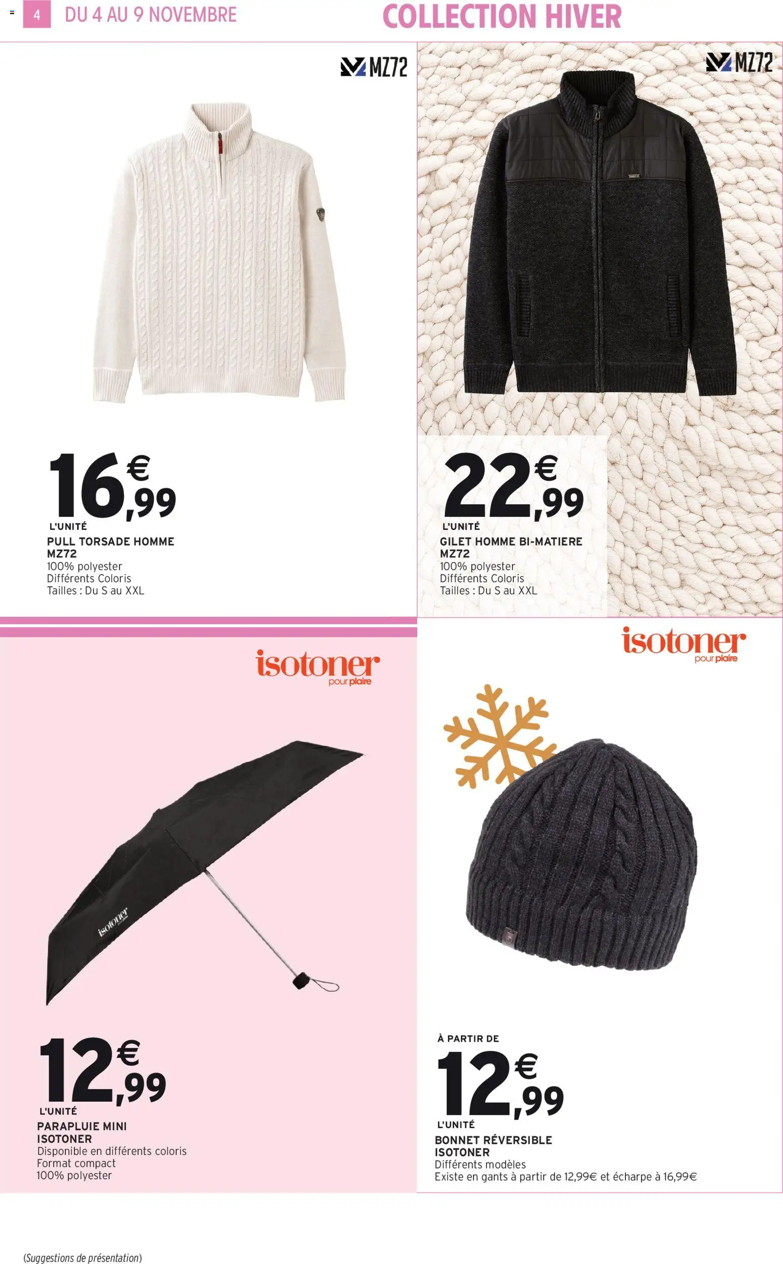 {H1} | Page: 4 | Produits: Bonnet, Écharpe, Pull, Parapluie