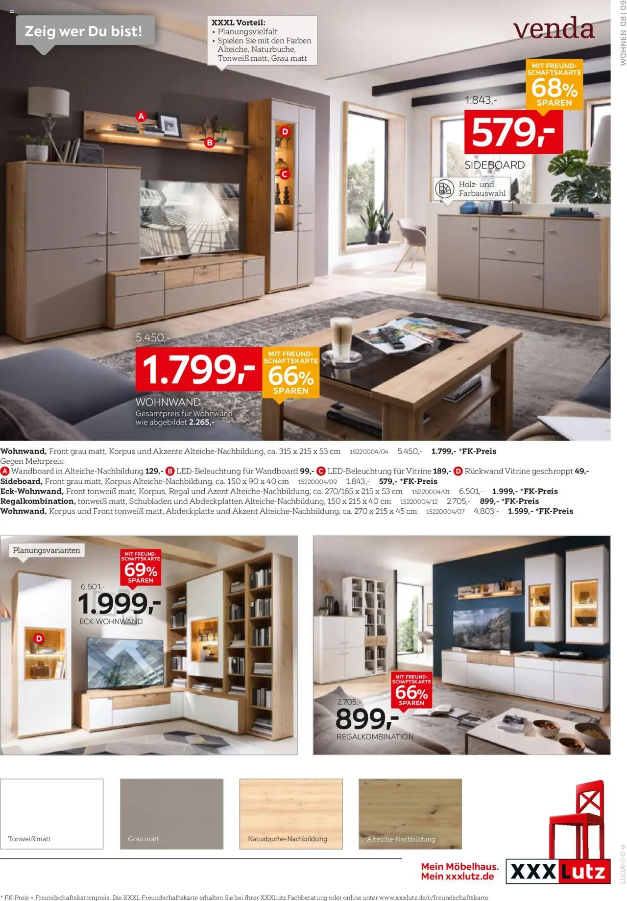 XXXL Lutz Wohnideen – gültig ab 08.09.2025 | Seite: 9 | Produkte: Sideboard, Wohnwand, Wandboard, Vitrine
