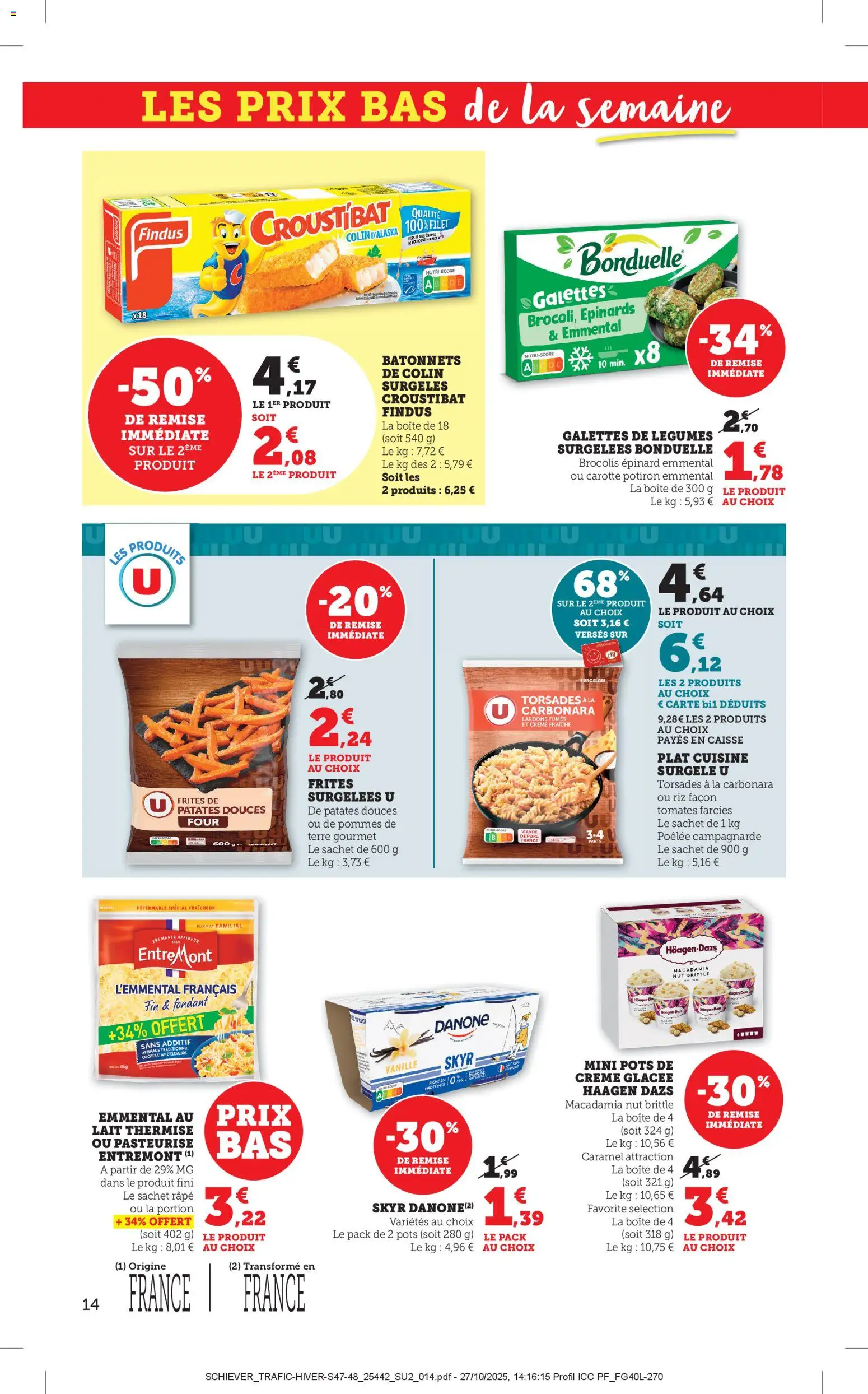 {H1} | Page: 14 | Produits: Frites, Lait, Riz, Carotte