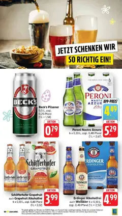 Erdinger Alkoholfrei auch Weißbier, 6 x 0,33 L, zzgl. 0,48 Pfand ab 23.03.2026 gültig | Seite: 34 | Produkte: Erdinger, Weißbier, Grapefruit
