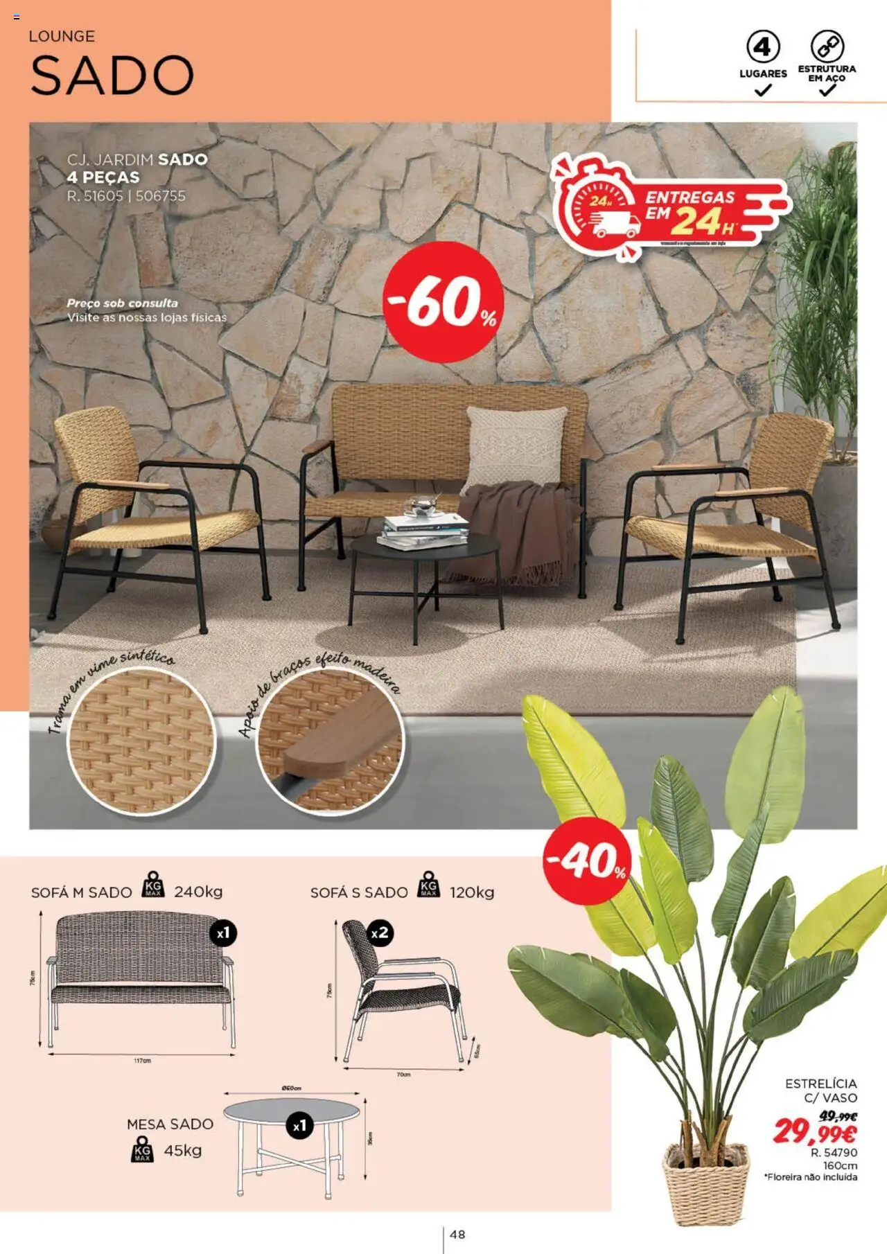 Espaço Casa - Catálogo  Ec Ar Livre  2025 │ válido de 04.03.2025 | Página: 48 | Produtos: Sofá, Mesa, Vaso